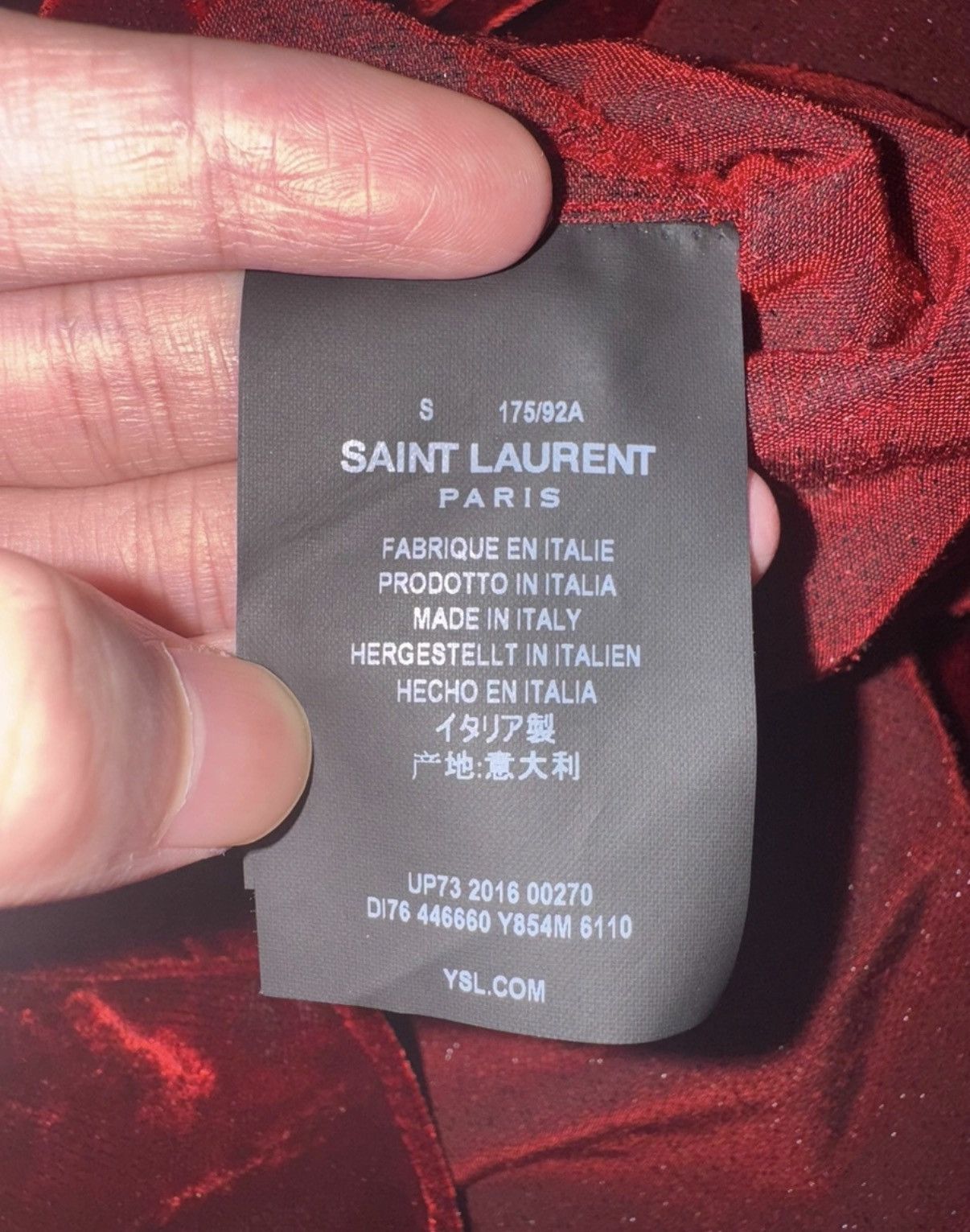 Saint Laurent Paris SLP 16FW Palace Cat's Eye Button Burgundy Velvet Shirt Size US S / EU 44-46 / 1 - 8 Thumbnail