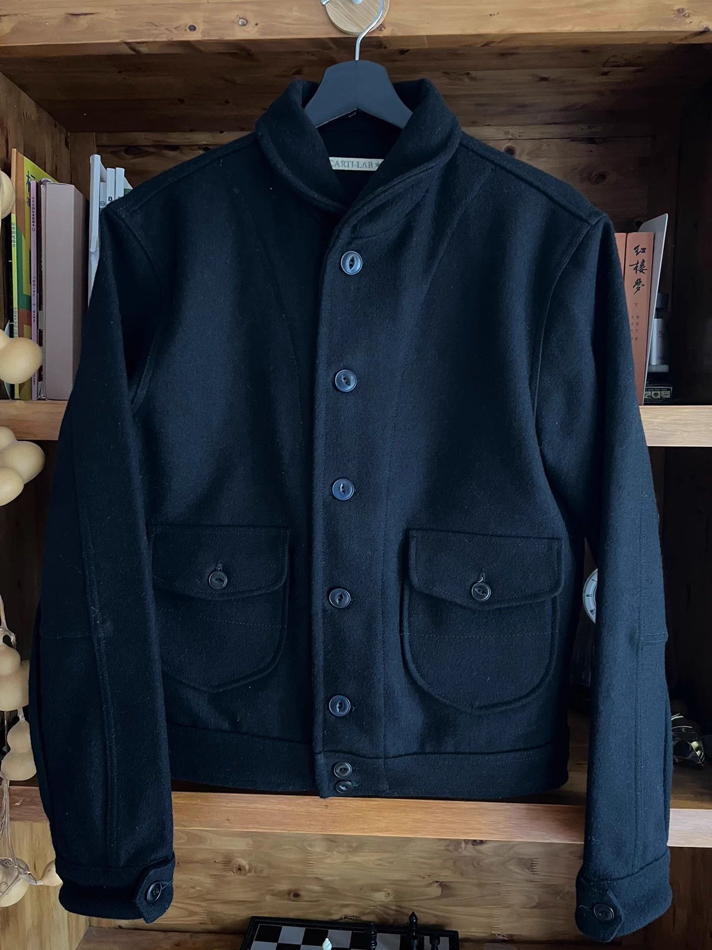 Scarti-Lab SCARTI LAB ITALY SHAWL COLLAR WOOL JACKET BLACK M Size US M / EU 48-50 / 2 - 1 Thumbnail