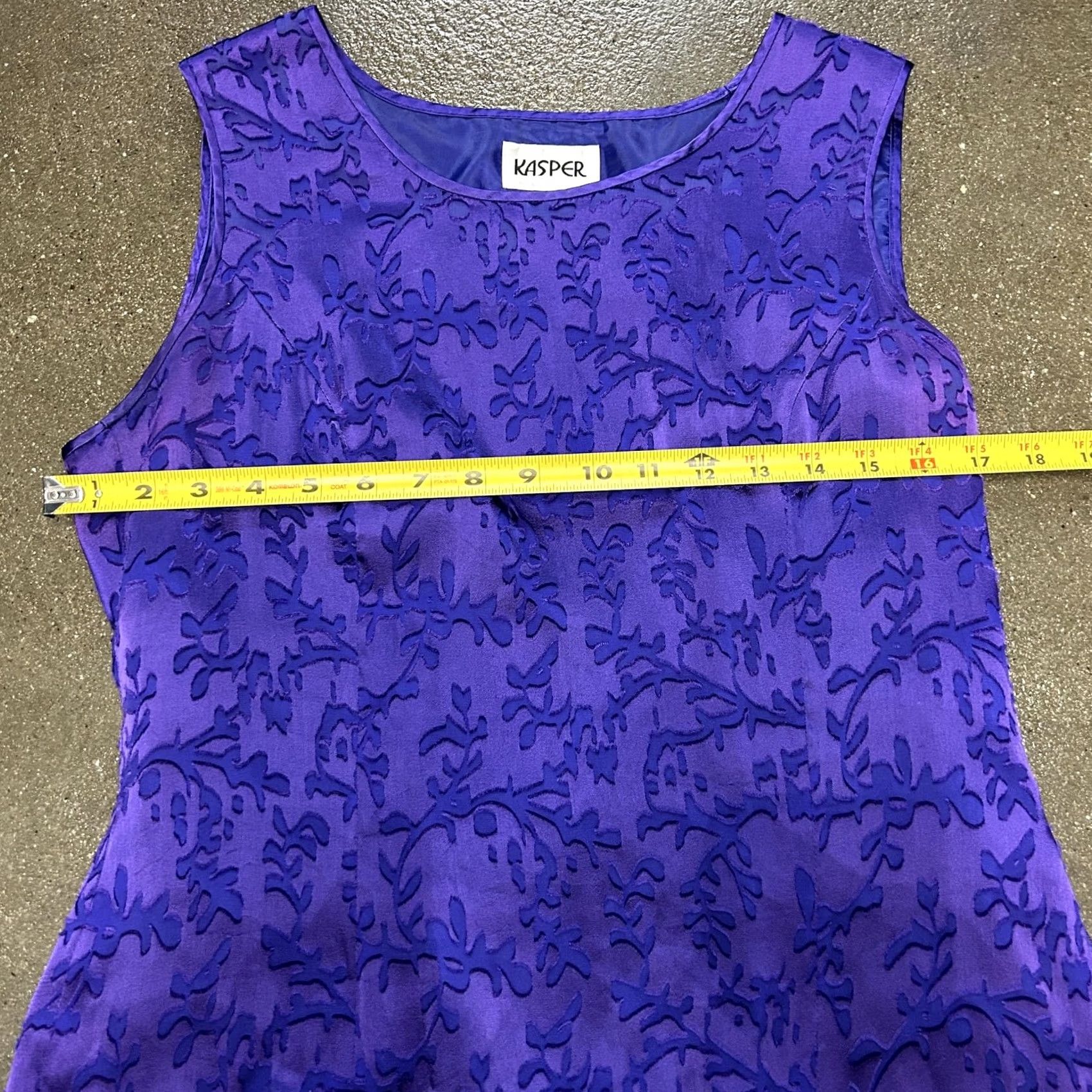 Kasper Kasper Tank Top Shirt Womens 10 Purple Floral Lined Scoop Neck Sleeveless Blouse Size L / US 10 / IT 46 - 5 Thumbnail