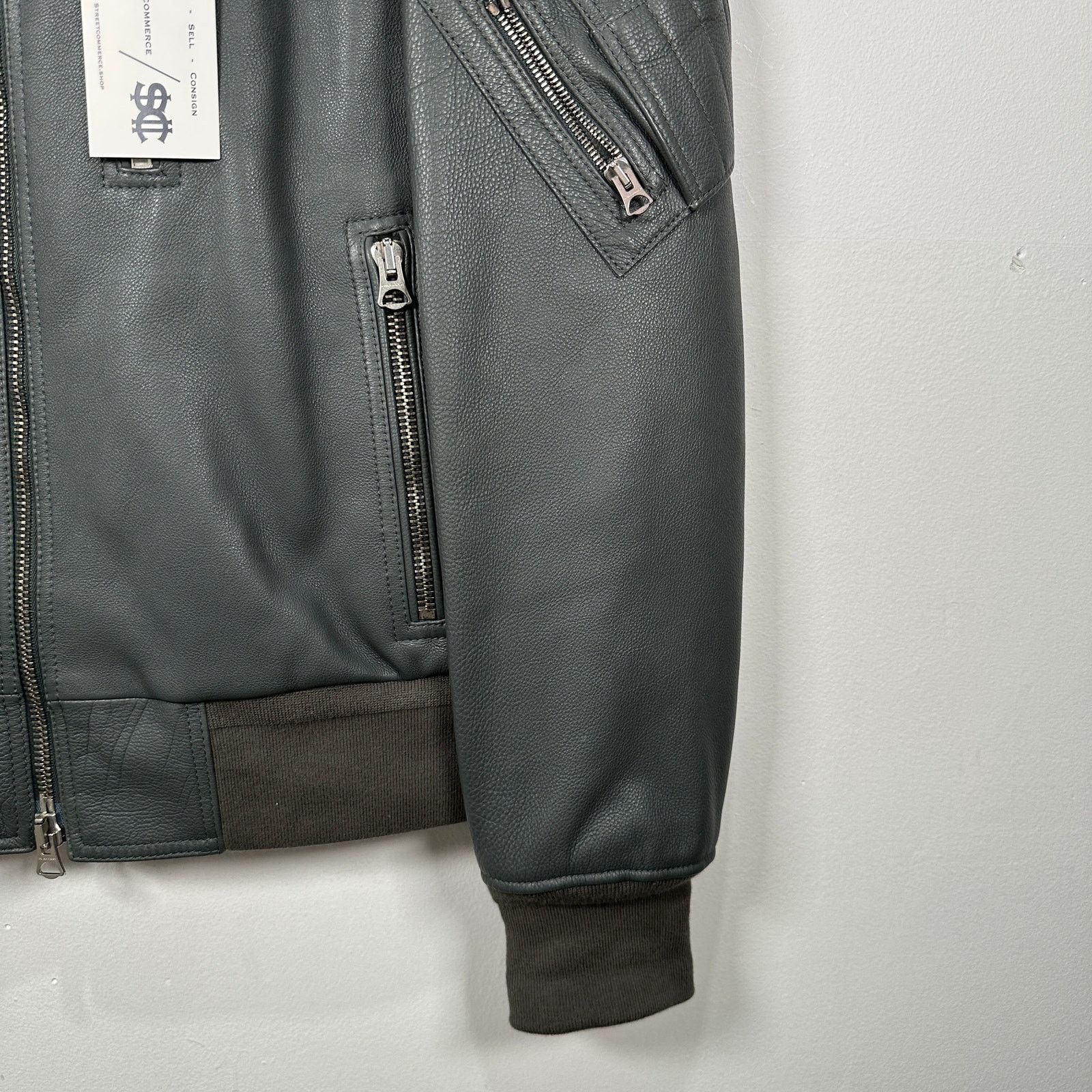 Burberry Burberry Dark Steel Leather Bomber Jacket Size 48 Size US M / EU 48-50 / 2 - 7 Thumbnail