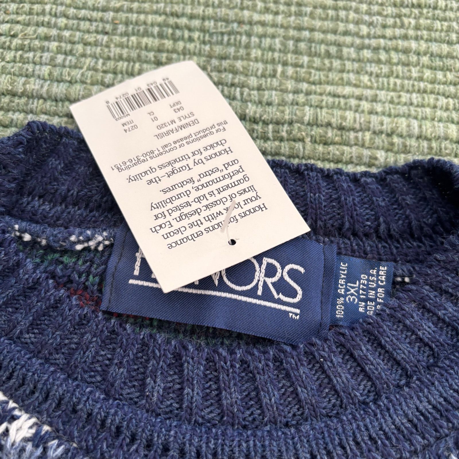 Vintage Deadstock Vintage Honors blue knit acrylic sweater XXXL Size US XXL / EU 58 / 5 - 4 Thumbnail