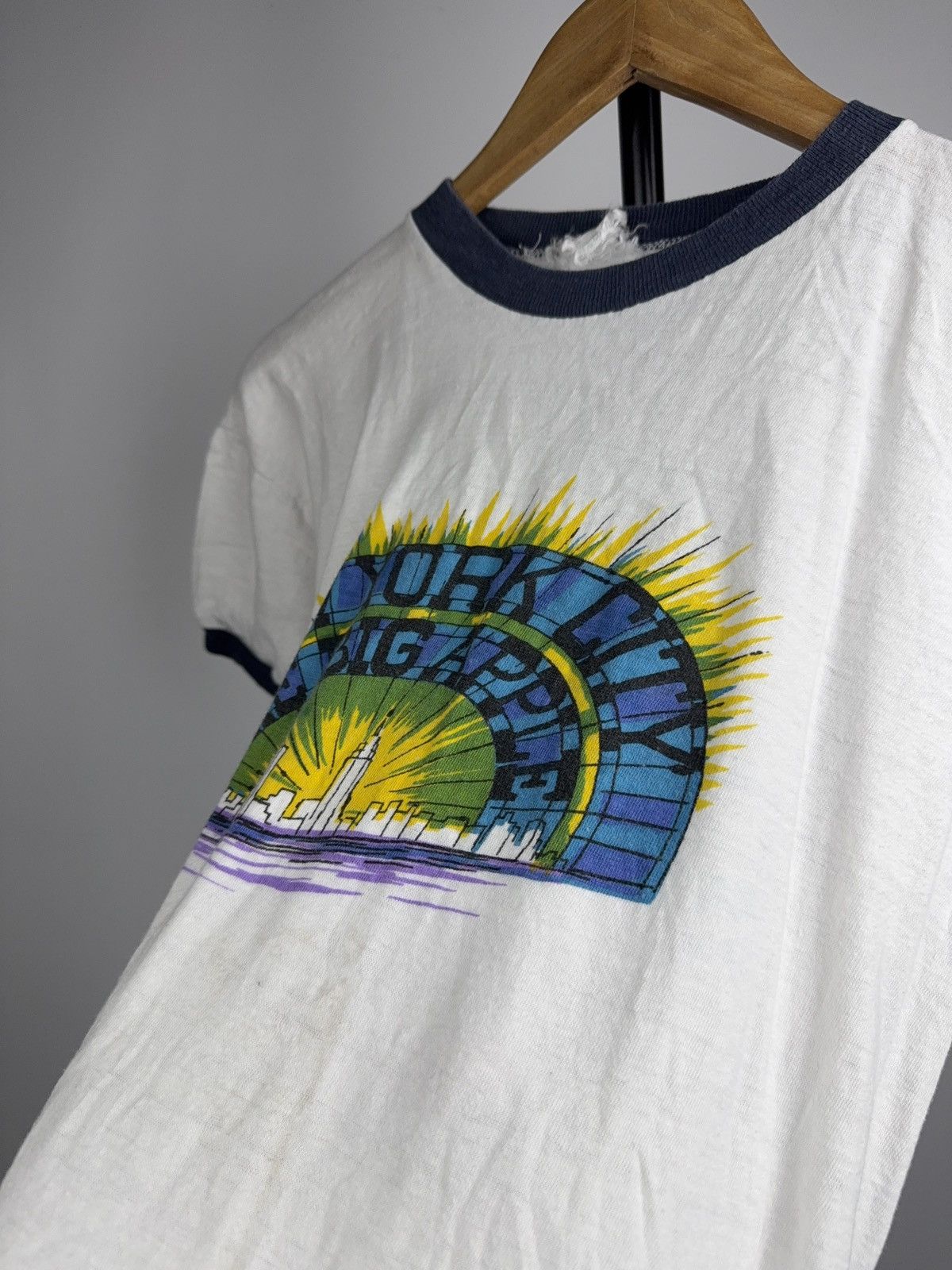 Vintage RARE Vintage 1970s New York Big Apple Ringer Retro T-Shirt Size US S / EU 44-46 / 1 - 5 Thumbnail