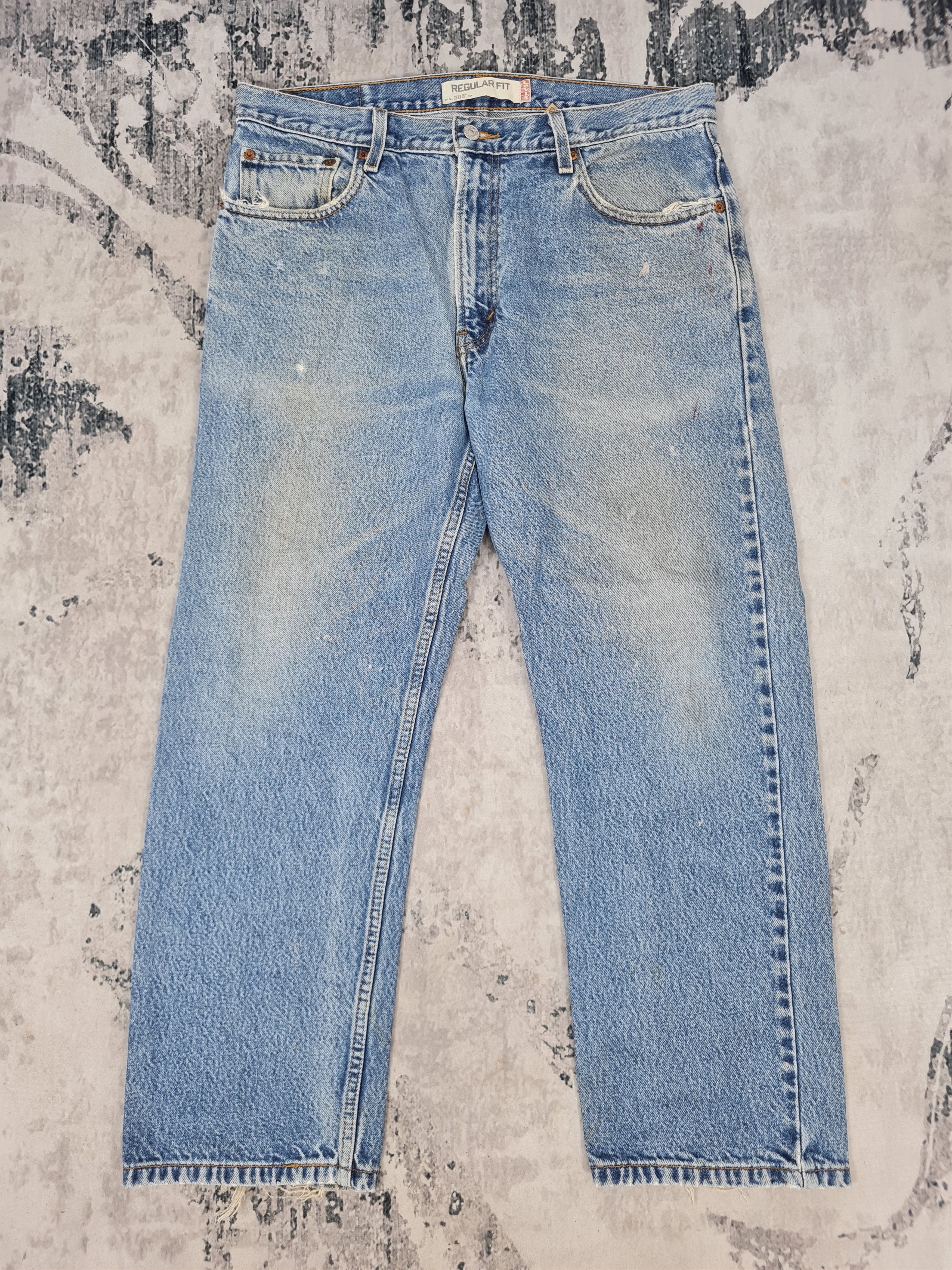 image of VTG Levis 505 Single R Faded Cropped Jeans L0351 Size 36X28 in Light Blue, Men's