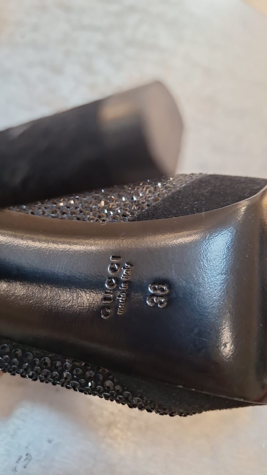 Gucci Gucci Crystal & Suede Leather Platform Heels Black Pumps Size US 8 / IT 38 - 9 Thumbnail