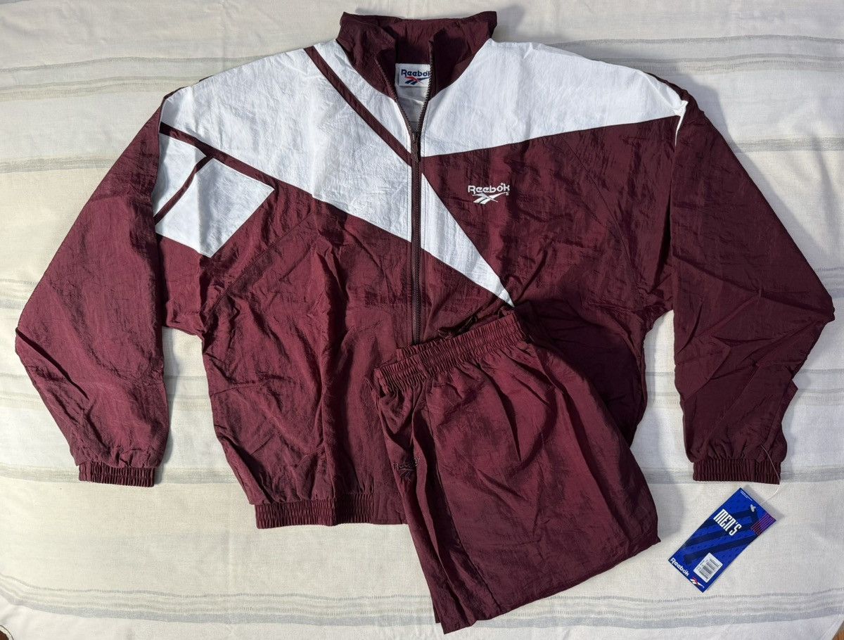 Reebok Vintage 1990s Reebok Warmup Full Tracksuit Maroon Size L Size US L / EU 52-54 / 3 - 1 Thumbnail