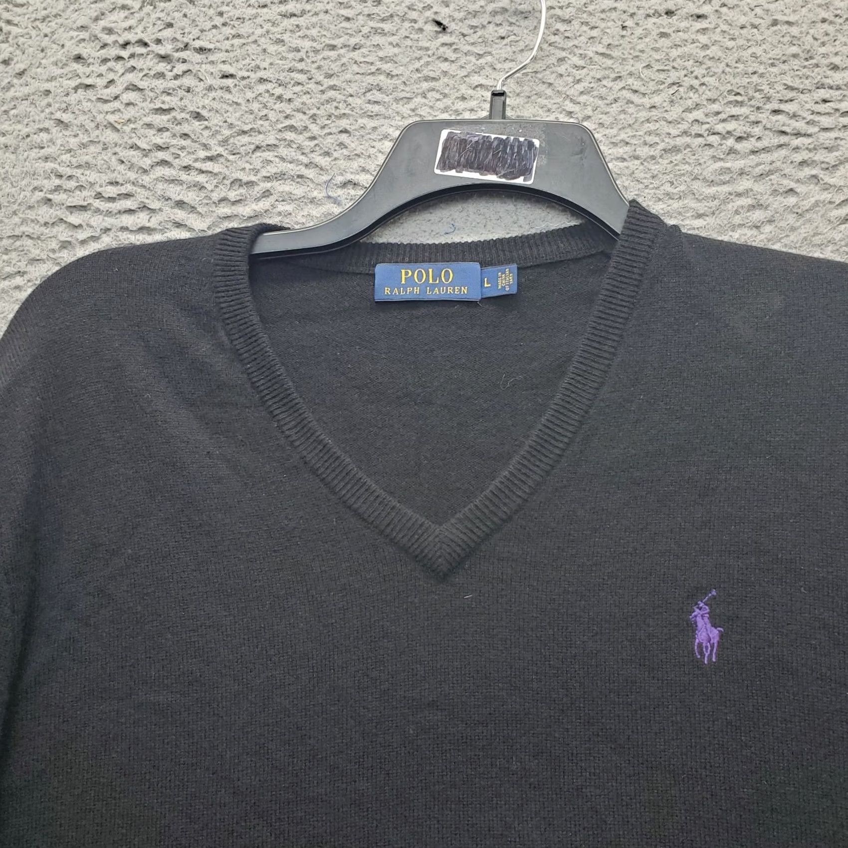 Polo Ralph Lauren Polo Ralph Lauren Sweater Mens L Black Tight Knit Long Sleeve Purple Pony Logo Size US L / EU 52-54 / 3 - 7 Thumbnail