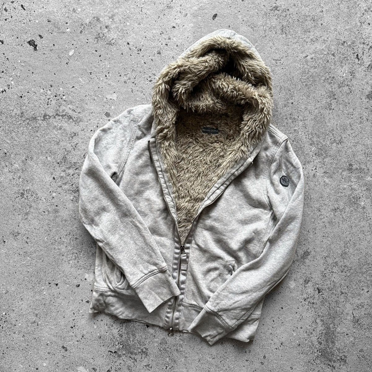 Marc O'Polo Grey Faux Fur Lined Full Zip Hooded Sweatshirt