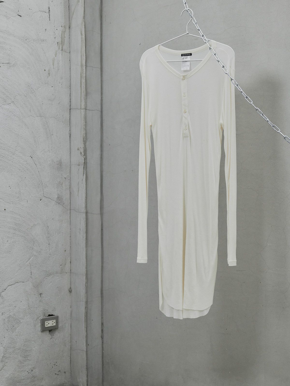 Ann Demeulemeester Ann Demeulemeester White Long Ribbed Henley Size M / US 6-8 / IT 42-44 - 2 Thumbnail