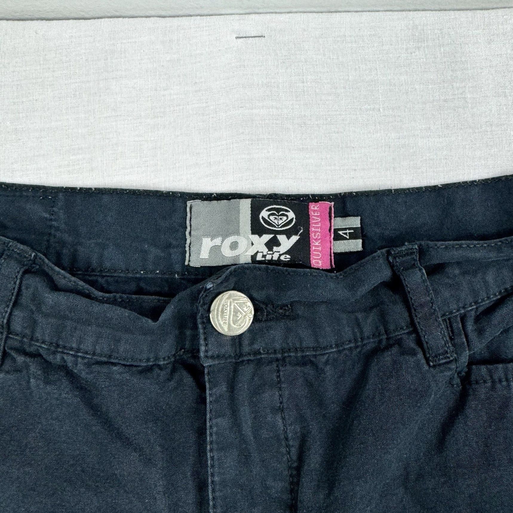Vintage VINTAGE ROXY Pants Flare Womens 4 Black Punk Y2K Grunge 90s Chino Mens? Size 27" / US 4 / IT 40 - 6 Thumbnail