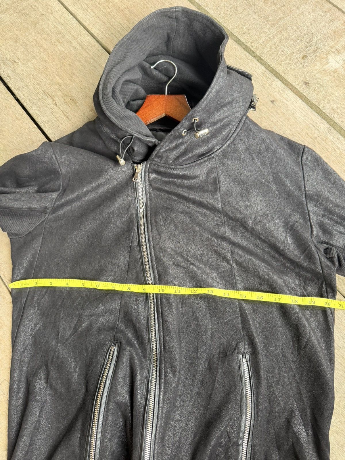 Tornado Mart Rare Johnny Wolf Asymmetrical Wax Zipper Hoodie Size US M / EU 48-50 / 2 - 7 Thumbnail