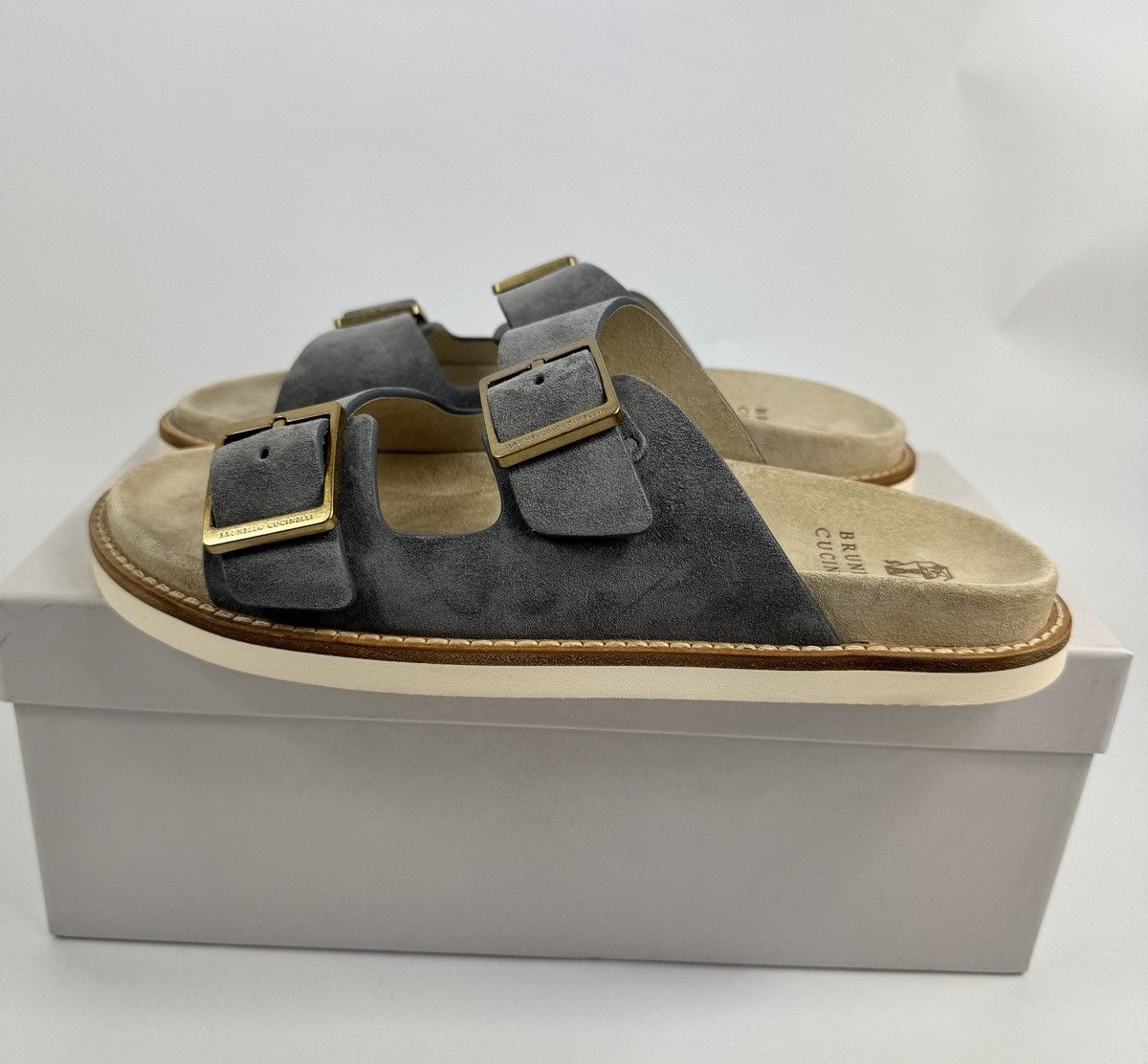 Brunello Cucinelli TWO STRAP SLIP ON SUEDE SANDALS Size US 10 / EU 43 - 7 Thumbnail