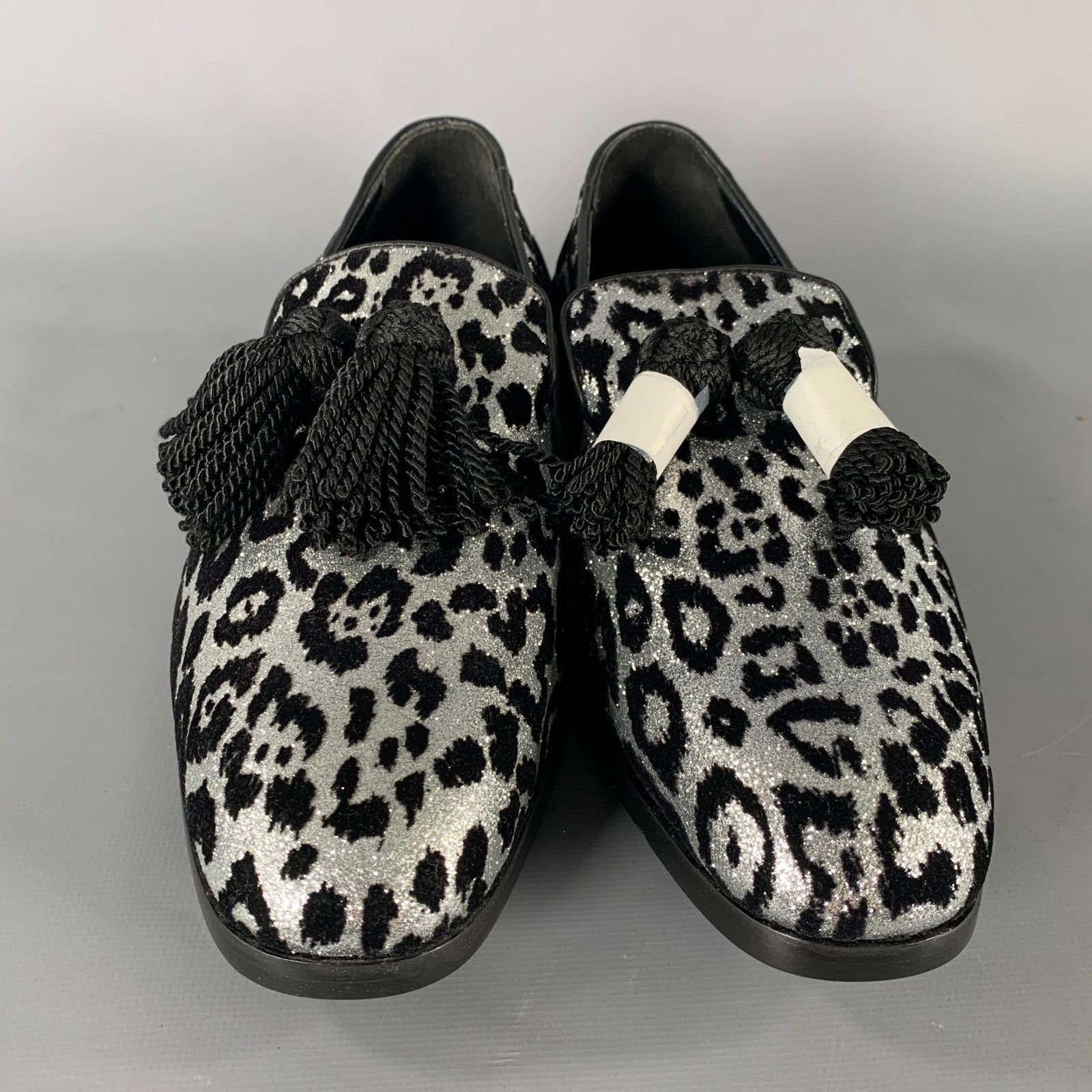 Jimmy Choo JIMMY CHOO Silver Black Medusa Jacquard Tassels Loafers Size US 7 / EU 40 - 4 Thumbnail