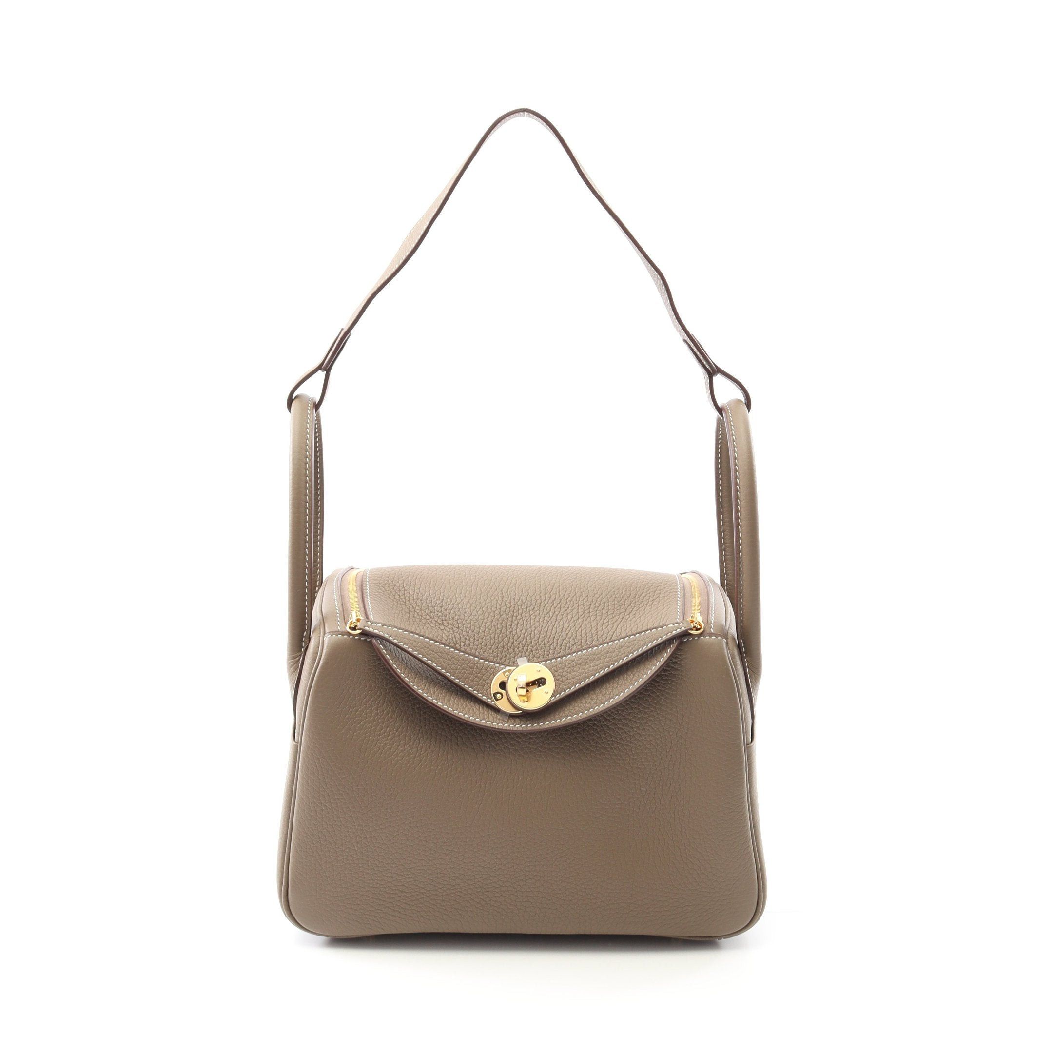 Hermes Hermes Lindy 26 Shoulder Bag Clemence Leather Gray Brown Gold Hardware K Stamp Size ONE SIZE - 1 Thumbnail