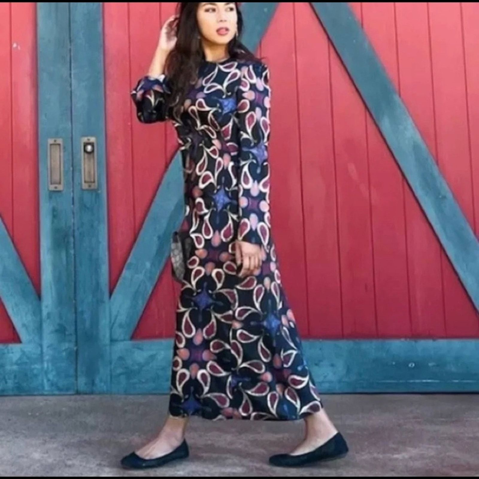 Zara ZARA BLOGGER FAVORITE PRINTED MIDI DRESS MULTICOLORED Size XS / US 0-2 / IT 36-38 - 9 Thumbnail