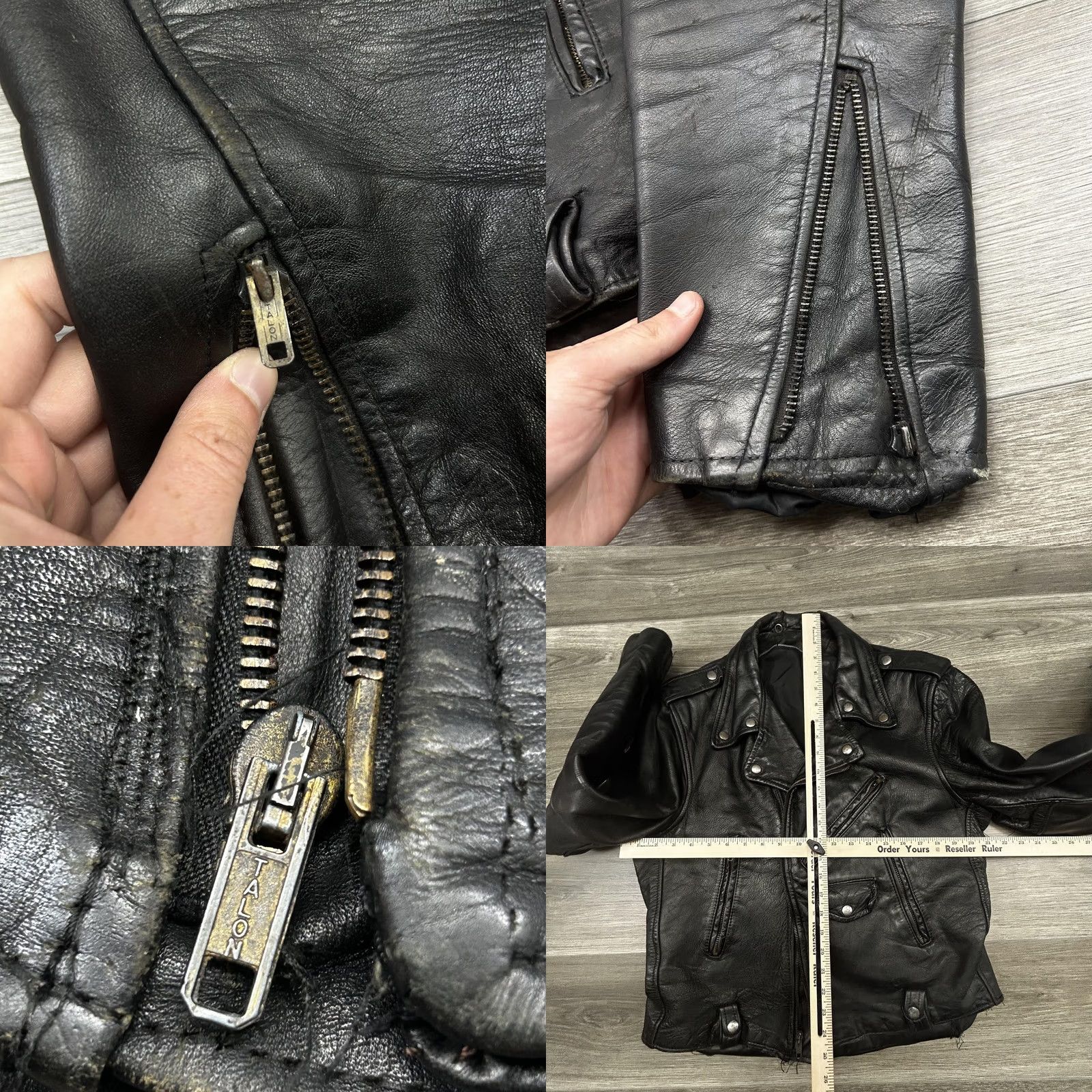Vintage VINTAGE American Vintage Leather Motorcycle Jacket Mens L Black Talon Zipper Biker USA Size US L / EU 52-54 / 3 - 8 Thumbnail