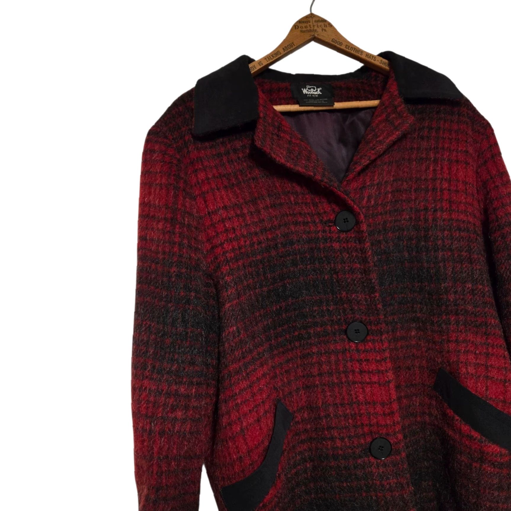 Vintage VINTAGE Woolrich Coat Women M Plaid Black Red Mohair Overcoat Clothing Wool Mohair Coat Women M Black Plaid Overcoat Woolrich Size M / US 6-8 / IT 42-44 - 3 Thumbnail