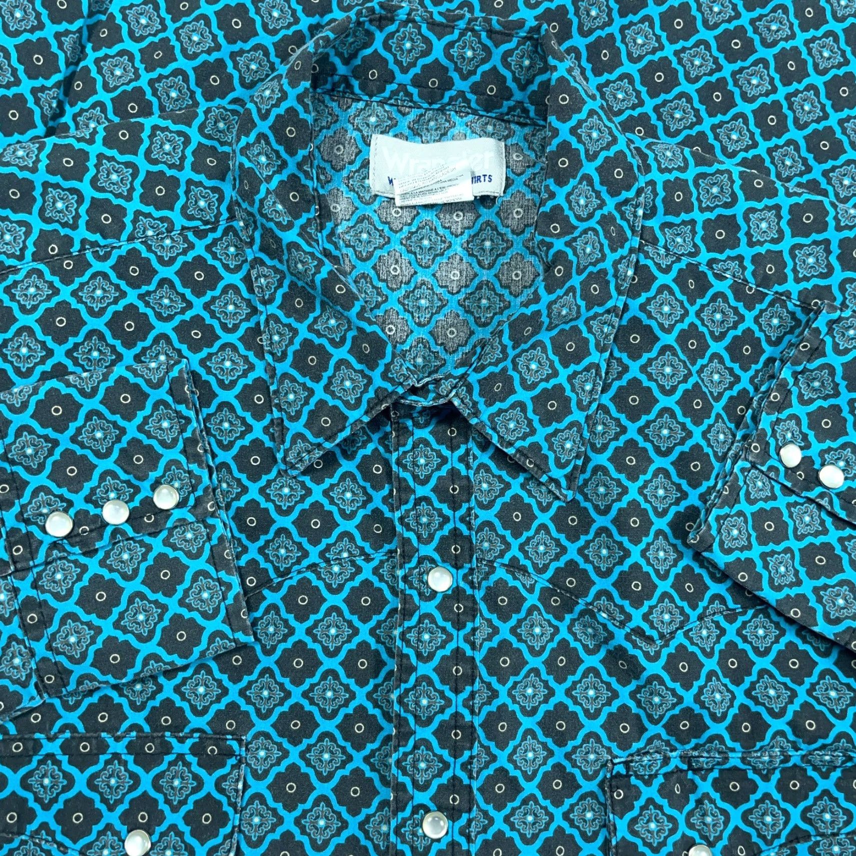 Wrangler VINTAGE Wrangler Western Shirt Men XL Teal Blue Pearl Snap Button Up Cowboy Wrancher Size US XL / EU 56 / 4 - 2 Thumbnail