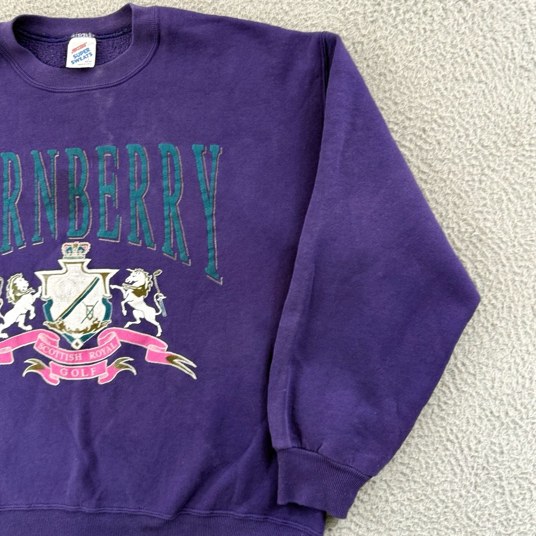 Jerzees VINTAGE Jerzees Sweatshirt Shirt Men L Purple 90s Golf Sport Pullover Angel Graphic Print Embroidered Crew Neck Knit? Size US L / EU 52-54 / 3 - 5 Thumbnail