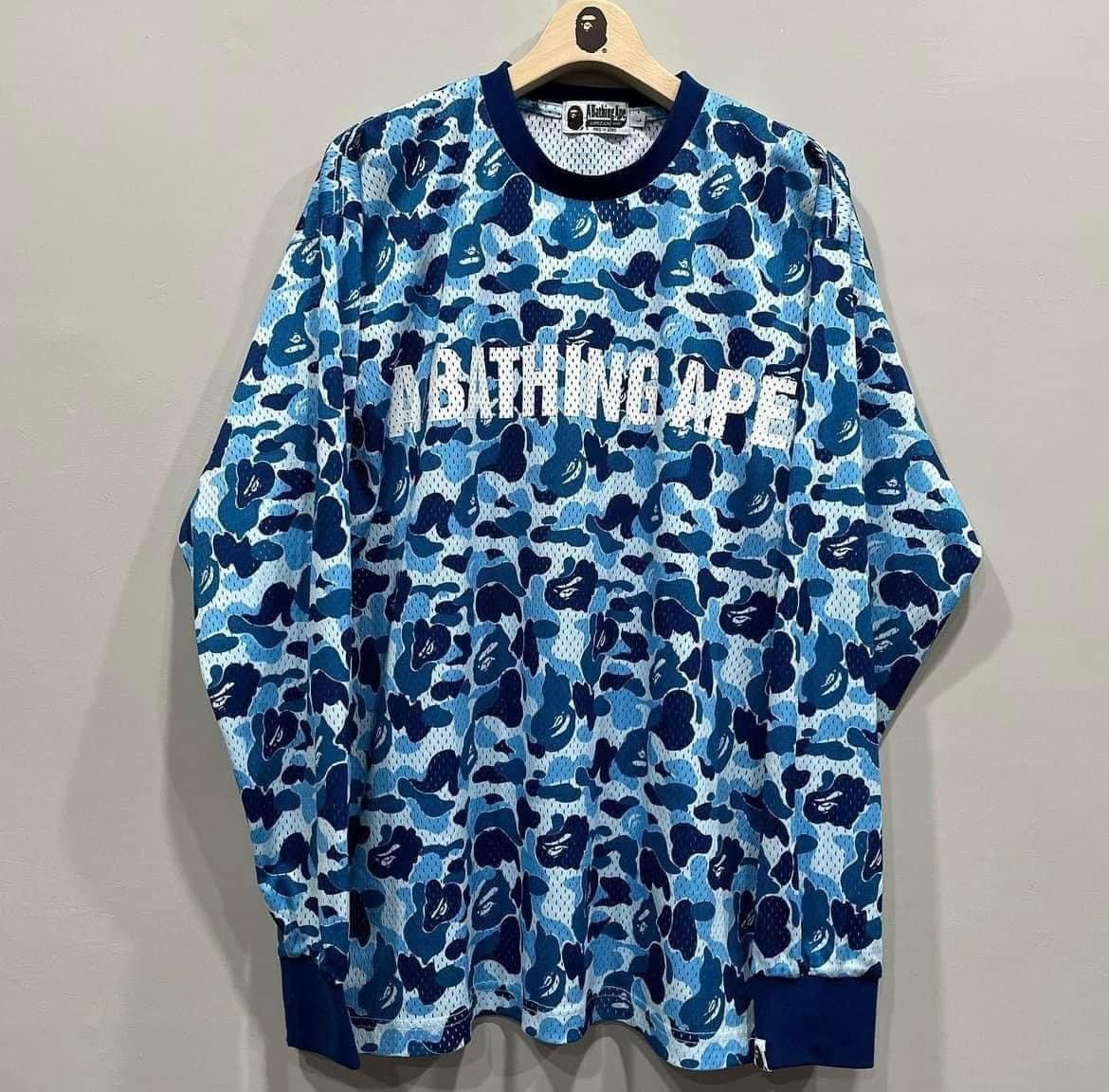 Bape BAPE ABC CAMO MESH JERSEY CREWNECK BLUE Grailed
