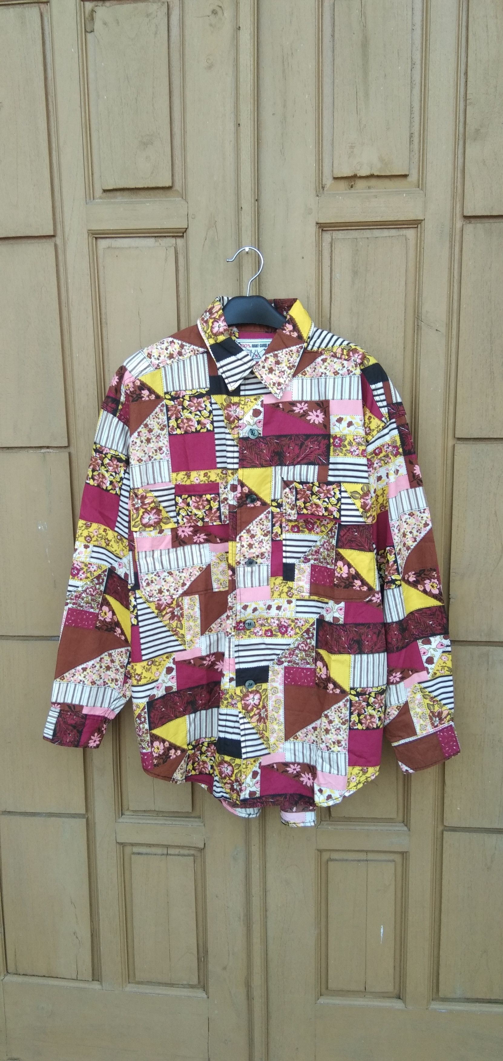 Avant garde news floral button up shirt