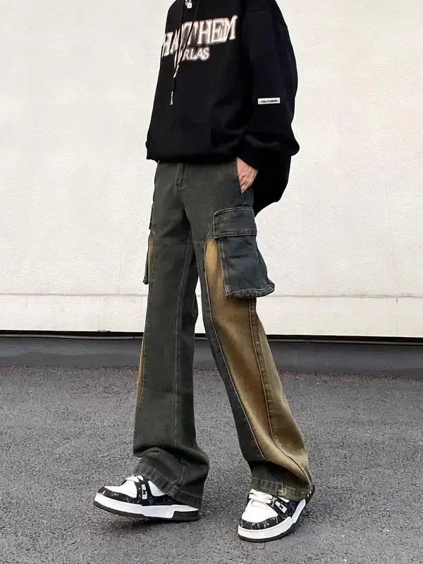 Japanese Brand × Jean Vintage washed pocket cargo patchwork bootcut jeans Size US 32 / EU 48 - 3 Thumbnail