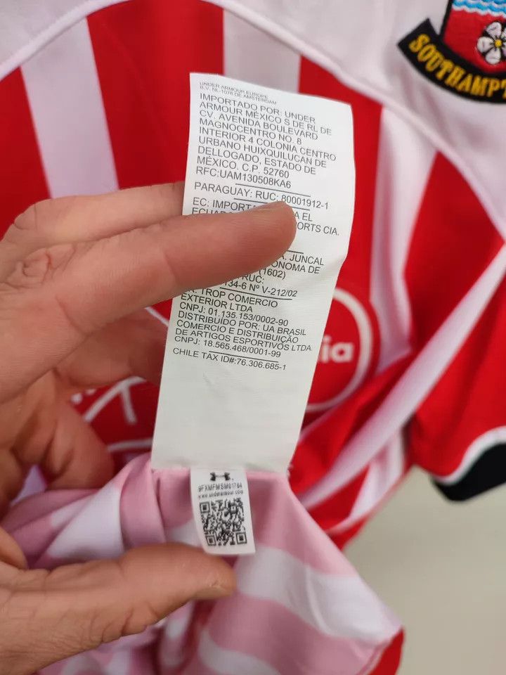 Under Armour 2016/17 Southampton FC Home FOOTBALL Kit SHIRT SOCCER Size US XXL / EU 58 / 5 - 7 Thumbnail