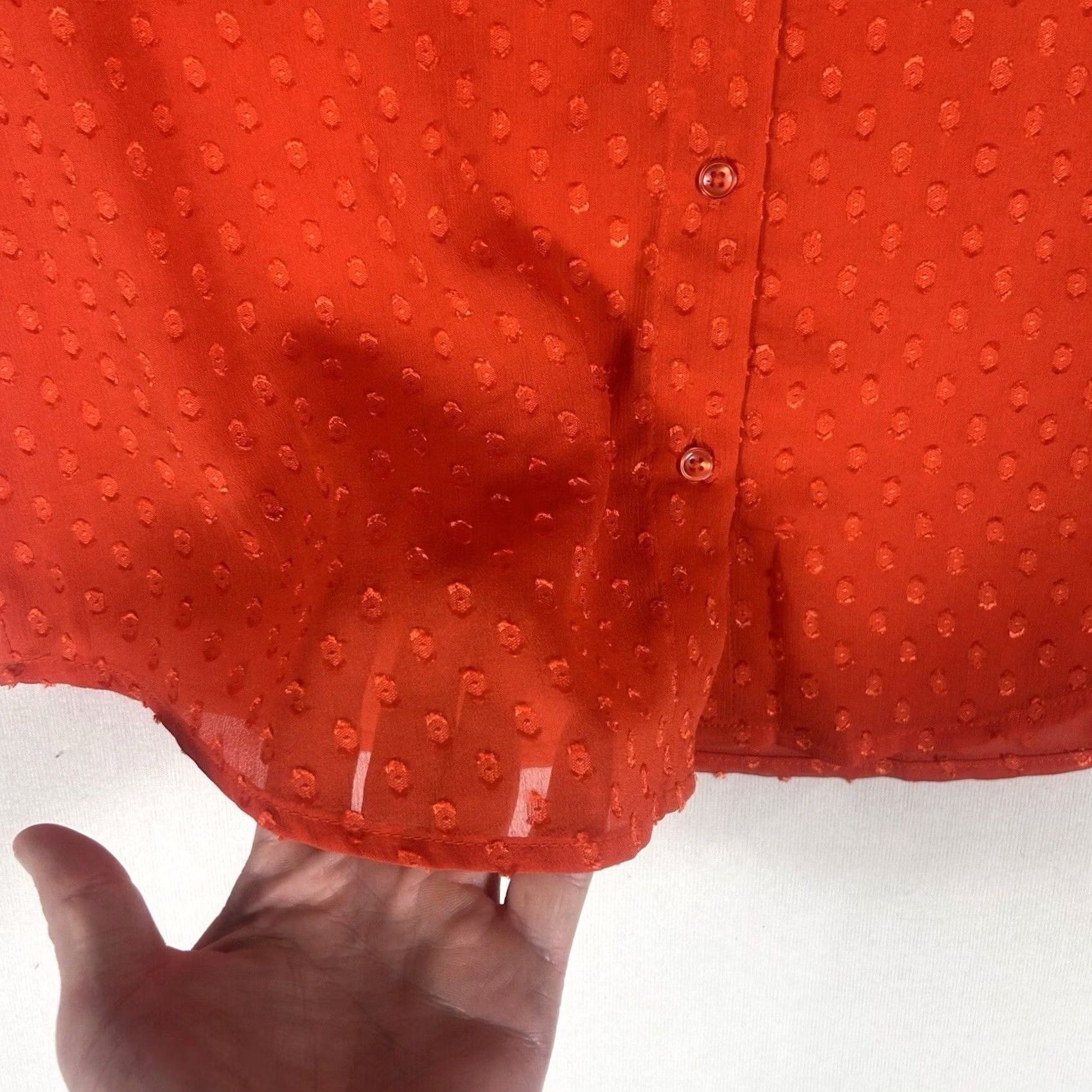 Banana Republic Banana Republic Shirt Womens Small Long Sleeve Button Up Orange Sheer V-Neck Size S / US 4 / IT 40 - 5 Thumbnail