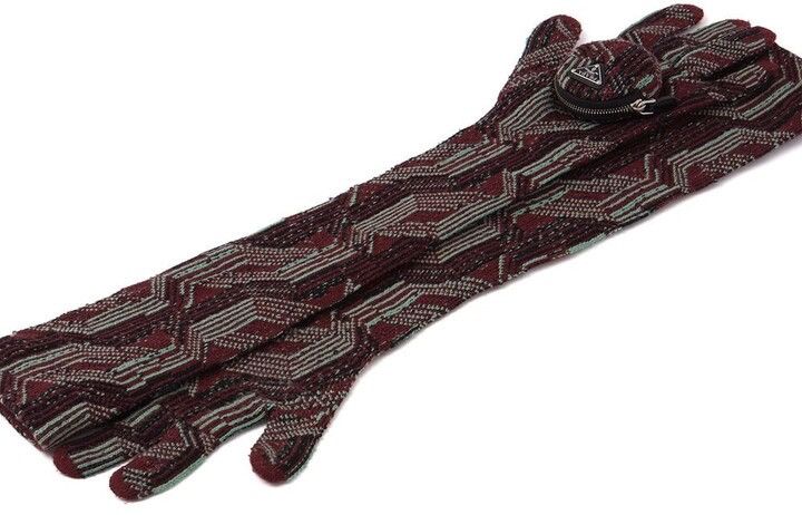 Prada Prada Super Fine Wool Jacquard Gloves Size ONE SIZE - 2 Thumbnail