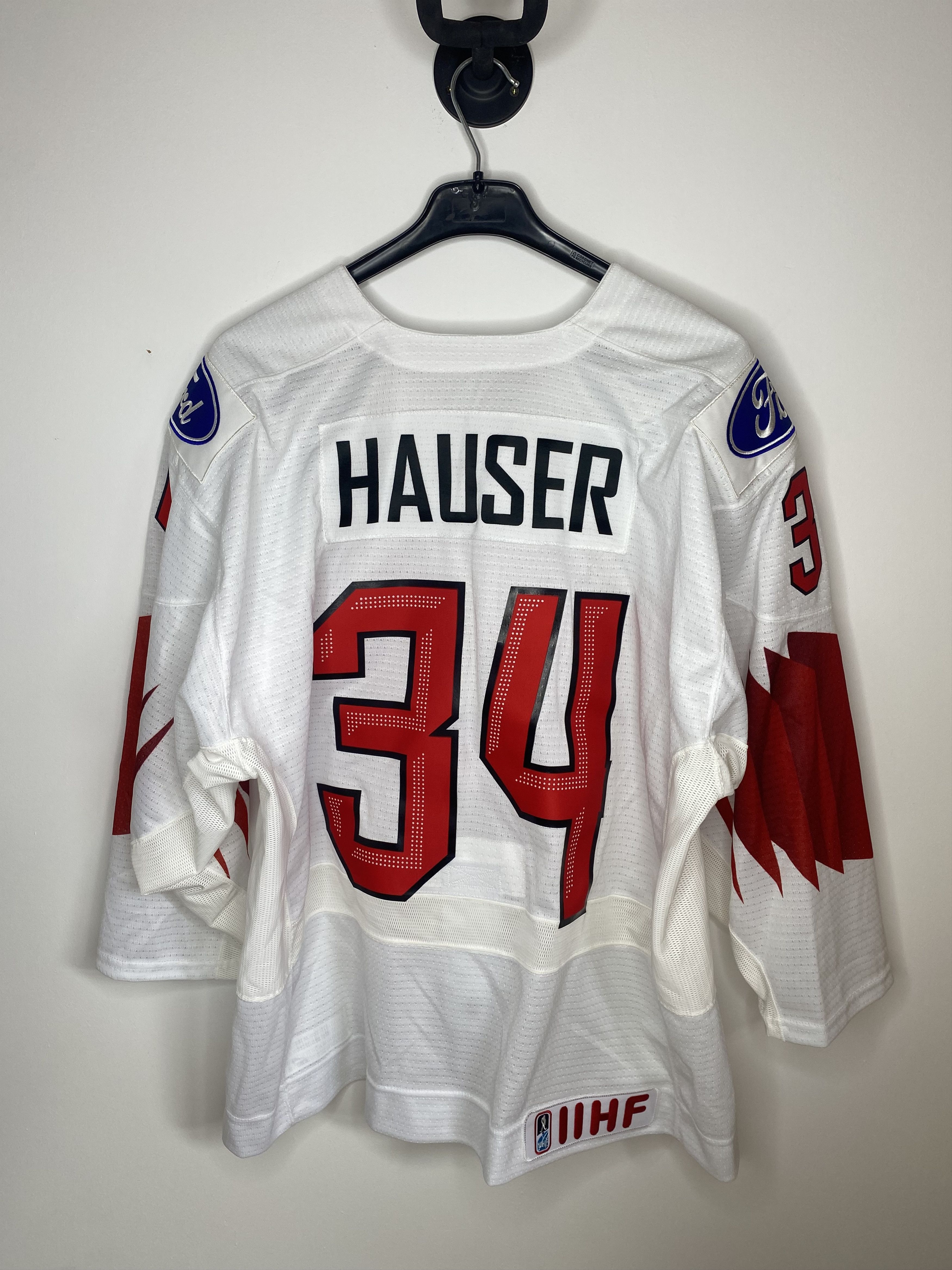 Nike #34 SWITZERLAND TEAM 2022 MATCH WORN ICE HOCKEY JERSEY SHIRT Size US L / EU 52-54 / 3 - 2 Thumbnail