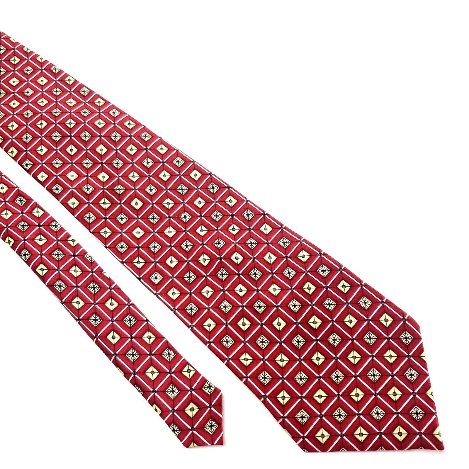 Designer Kai Long Handmade Silk Tie Print Red Geometric Size ONE SIZE - 1 Thumbnail