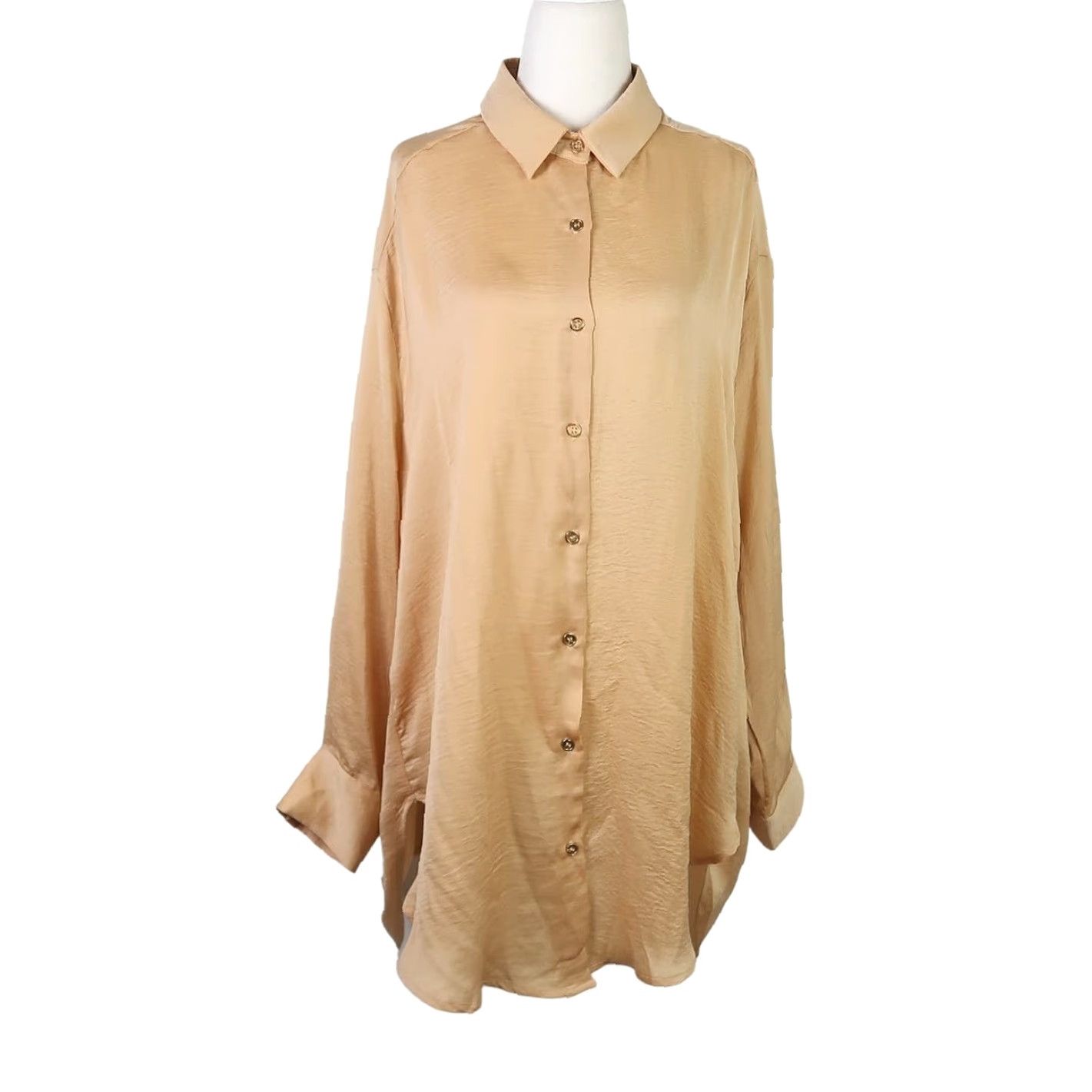 Vintage Rebels & Lovers Blouse Satin Batwing Sleeve Button Front Solid Gold S Womens Size S / US 4 / IT 40 - 2 Thumbnail