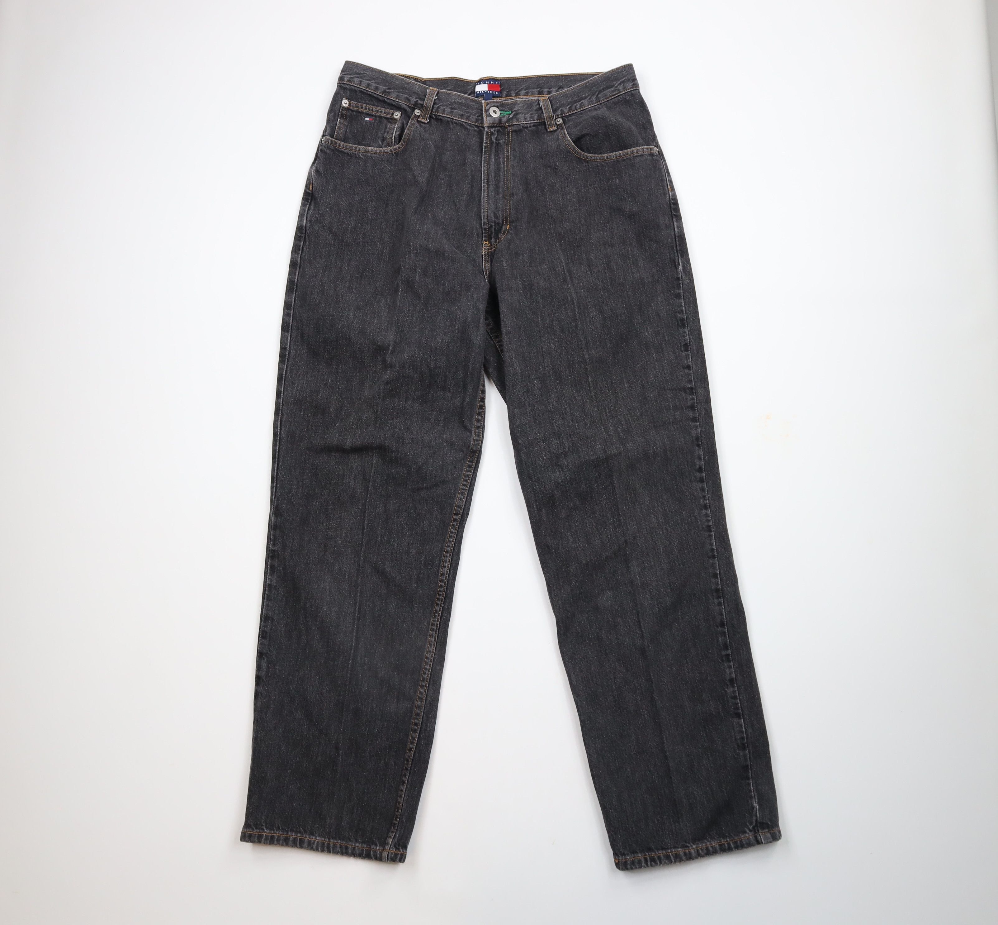 Tommy Hilfiger × Vintage Vintage 90s Tommy Hilfiger Fit Wide Leg Denim Jeans Black Size US 36 / EU 52 - 1 Thumbnail