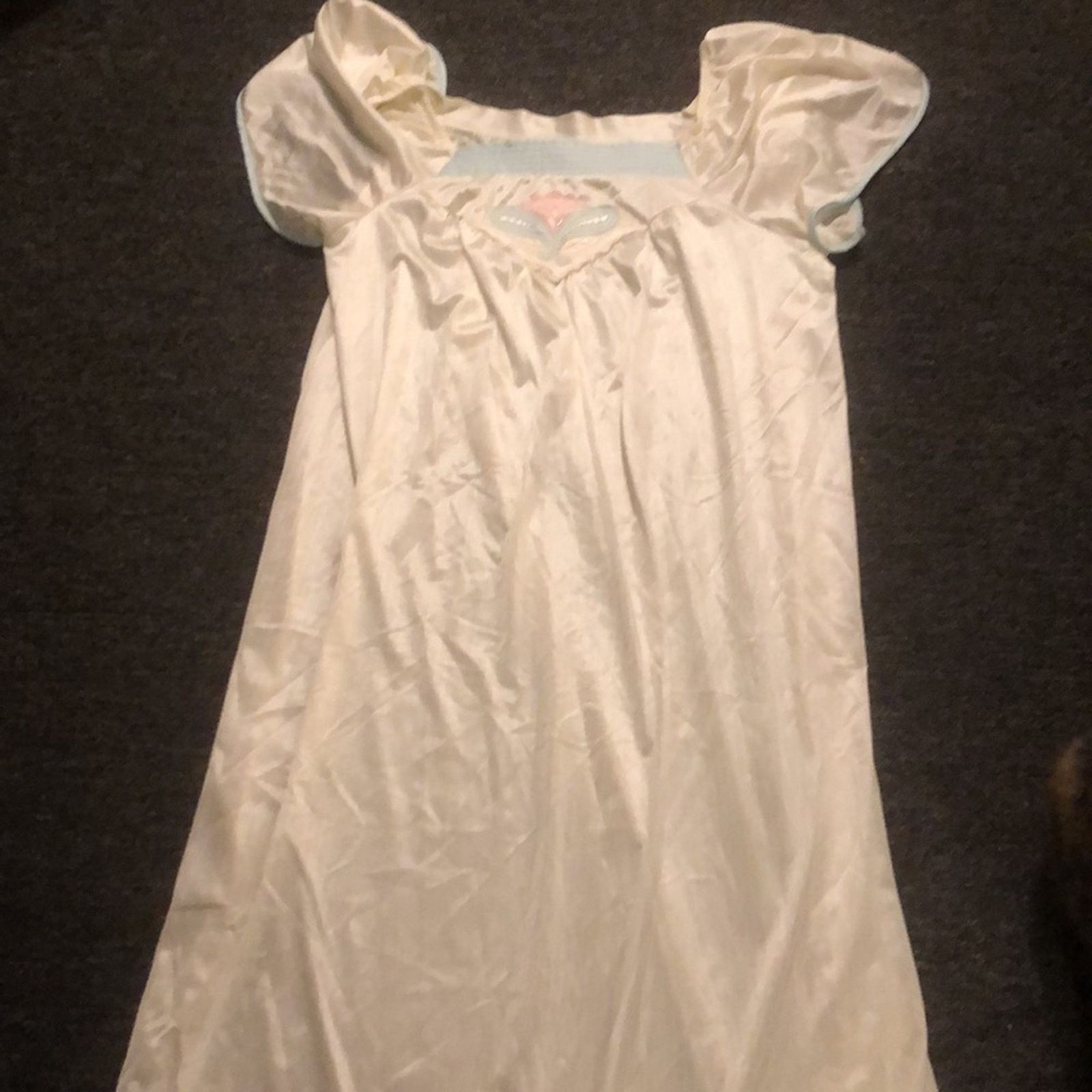 Vintage Deena Brand Night Gown 70's Women's Medium Ivory Long Size ONE SIZE - 5 Thumbnail