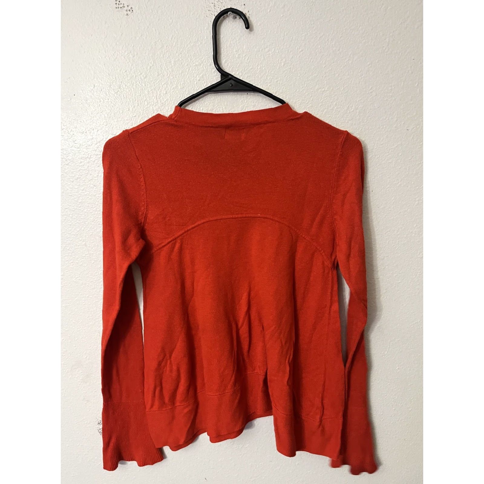 Vintage A New Day Women's Red Orange Crew-Neck Long-Sleeve Shirt Size S Blouse Basic Adult Womens Safety: Clean, Pre-owned, Regular Fit, Machine Washable Size S / US 4 / IT 40 - 3 Thumbnail
