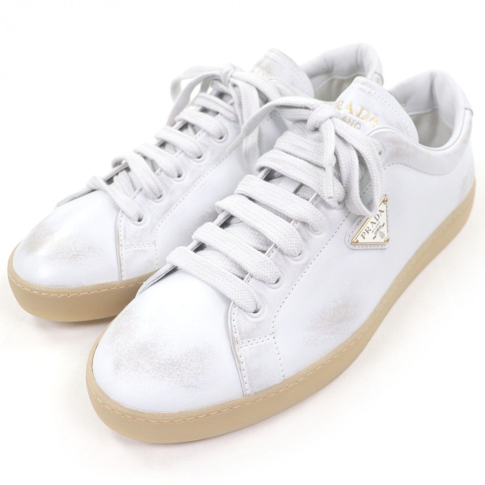 Prada Prada Prada Leather Sneakers Leather Shoes DUTY FREE for USA Size ONE SIZE - 1 Thumbnail