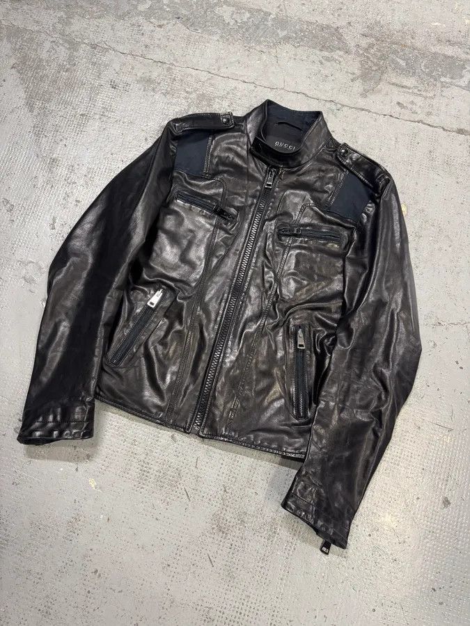 Gucci 2000s Gucci Black Pro Biker Leather Jacket Size US M / EU 48-50 / 2 - 4 Thumbnail