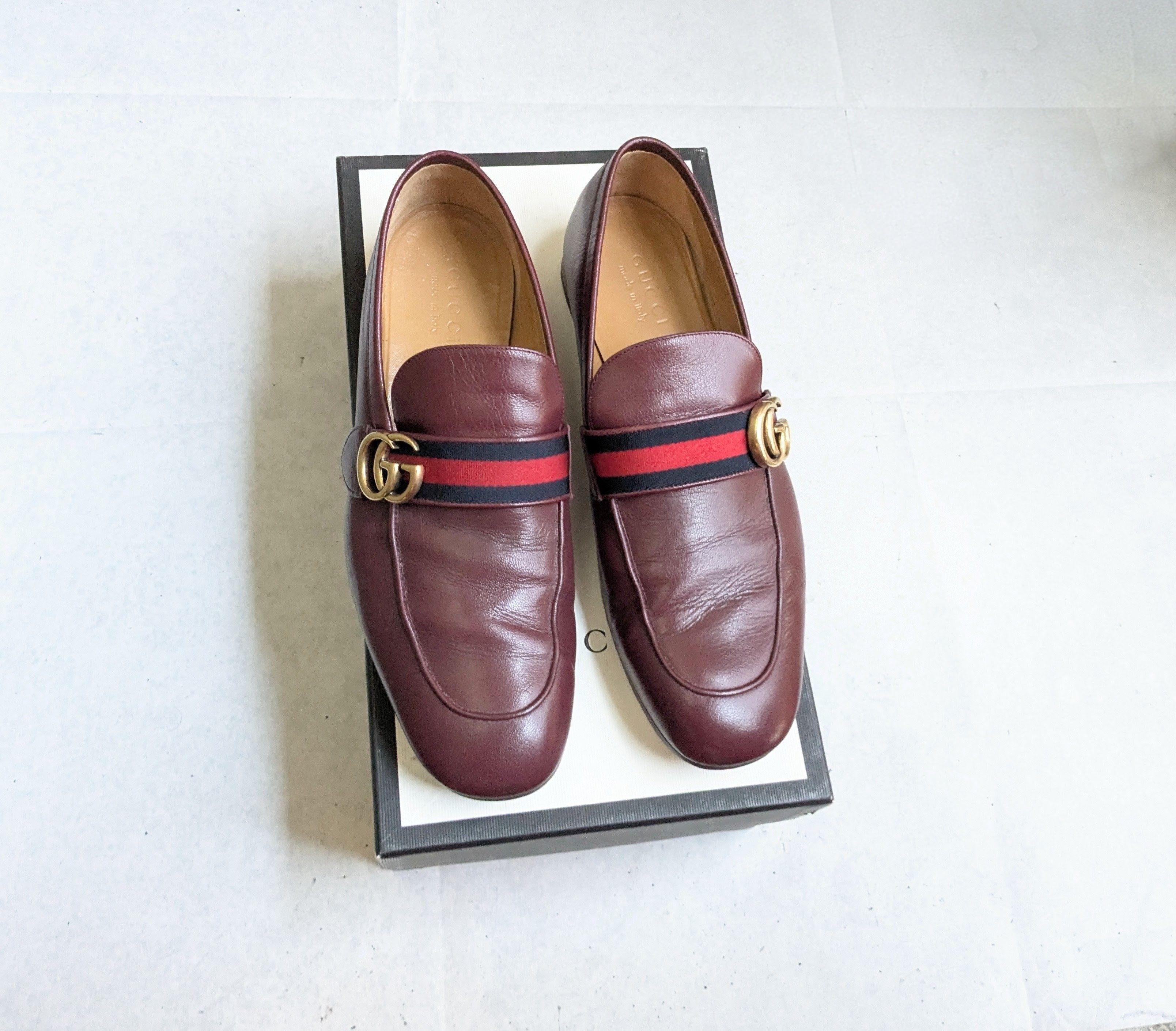 Gucci Gucci Loafers Burgundy 10 Leather Web GG Size US 10 / EU 43 - 1 Thumbnail