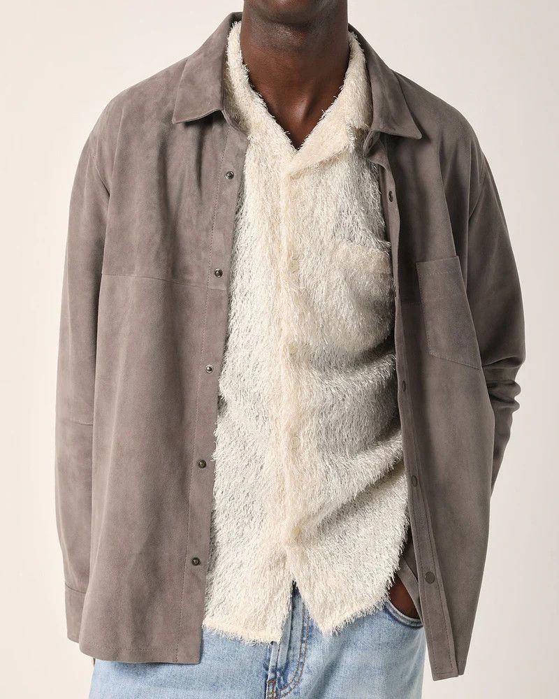 Corridor 💚 Corridor NYC Goat Suede Snap Shirt Grey Medium NEW Size US M / EU 48-50 / 2 - 2 Thumbnail