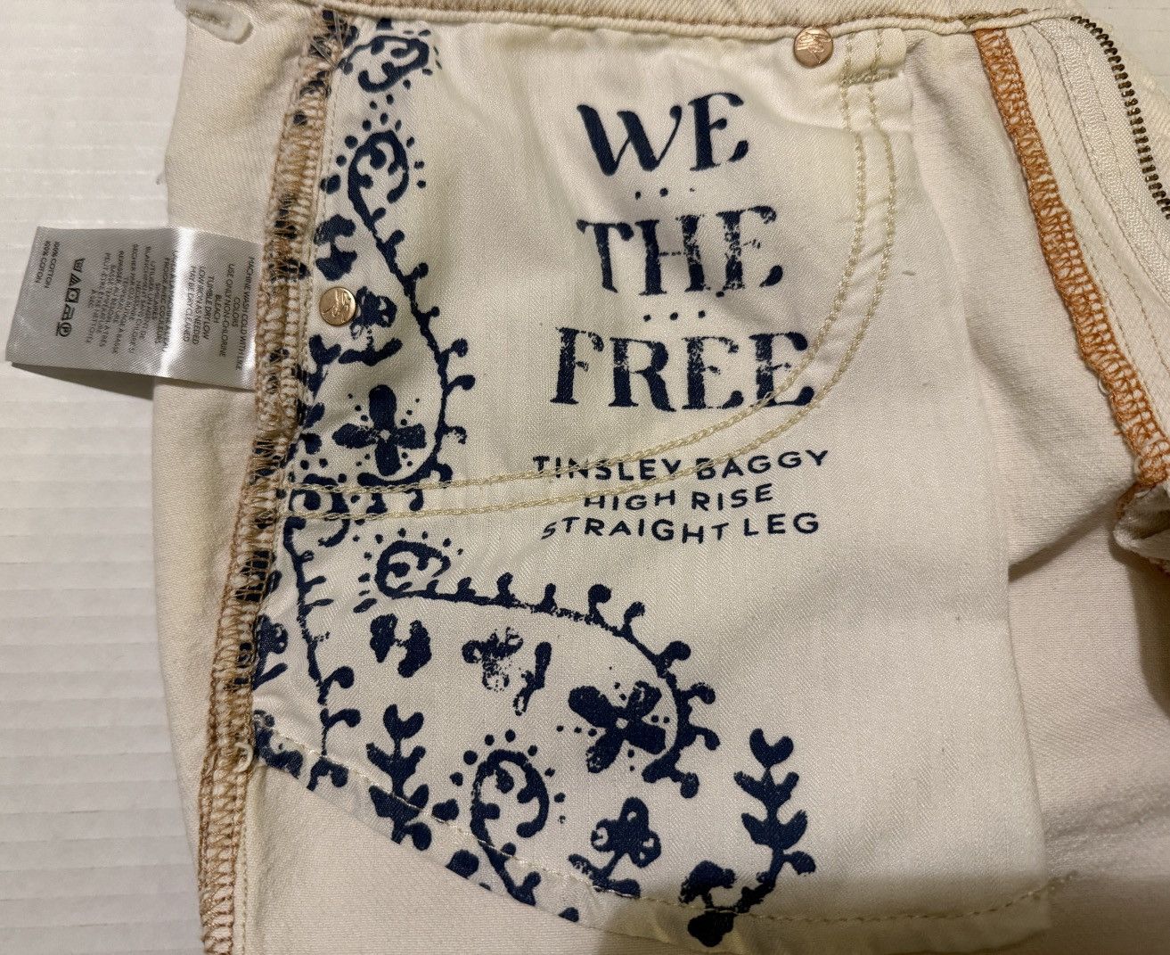 Free People Free People Tinsley Baggy High Rise Straight Leg Denim 28 Size 28" / US 6 / IT 42 - 6 Thumbnail