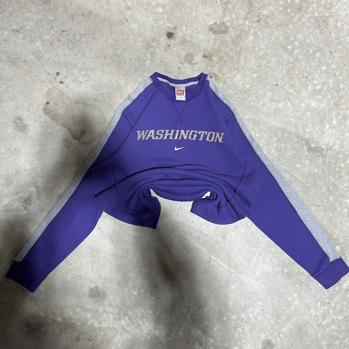Nike × Vintage Nike 90s/Y2K Washington Thermal Crewneck Sweatshirt Mens XL Size US XL / EU 56 / 4 - 1 Thumbnail