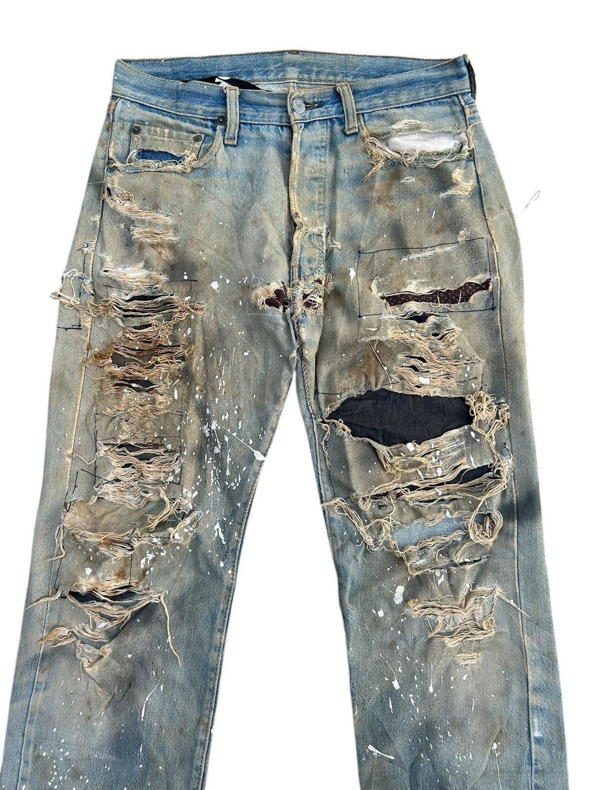 Levi's 80's THRASHED Levi's 6 Selvedge Reconstructed Repair Denim Size US 31 - 2 Thumbnail