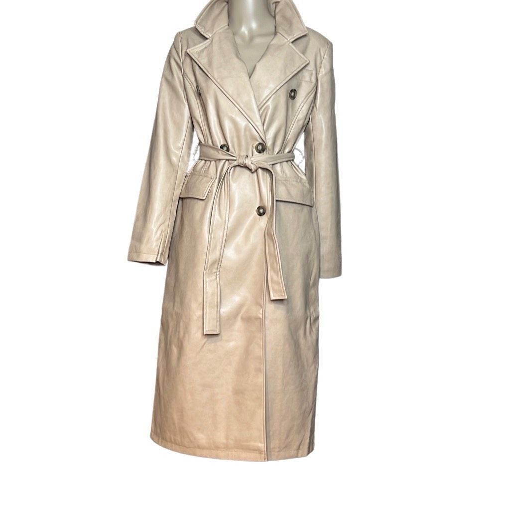 7 For All Mankind 7 For All Mankind Vegan Faux Leather Trench Belted Coat NWT Size S / US 4 / IT 40 - 1 Thumbnail