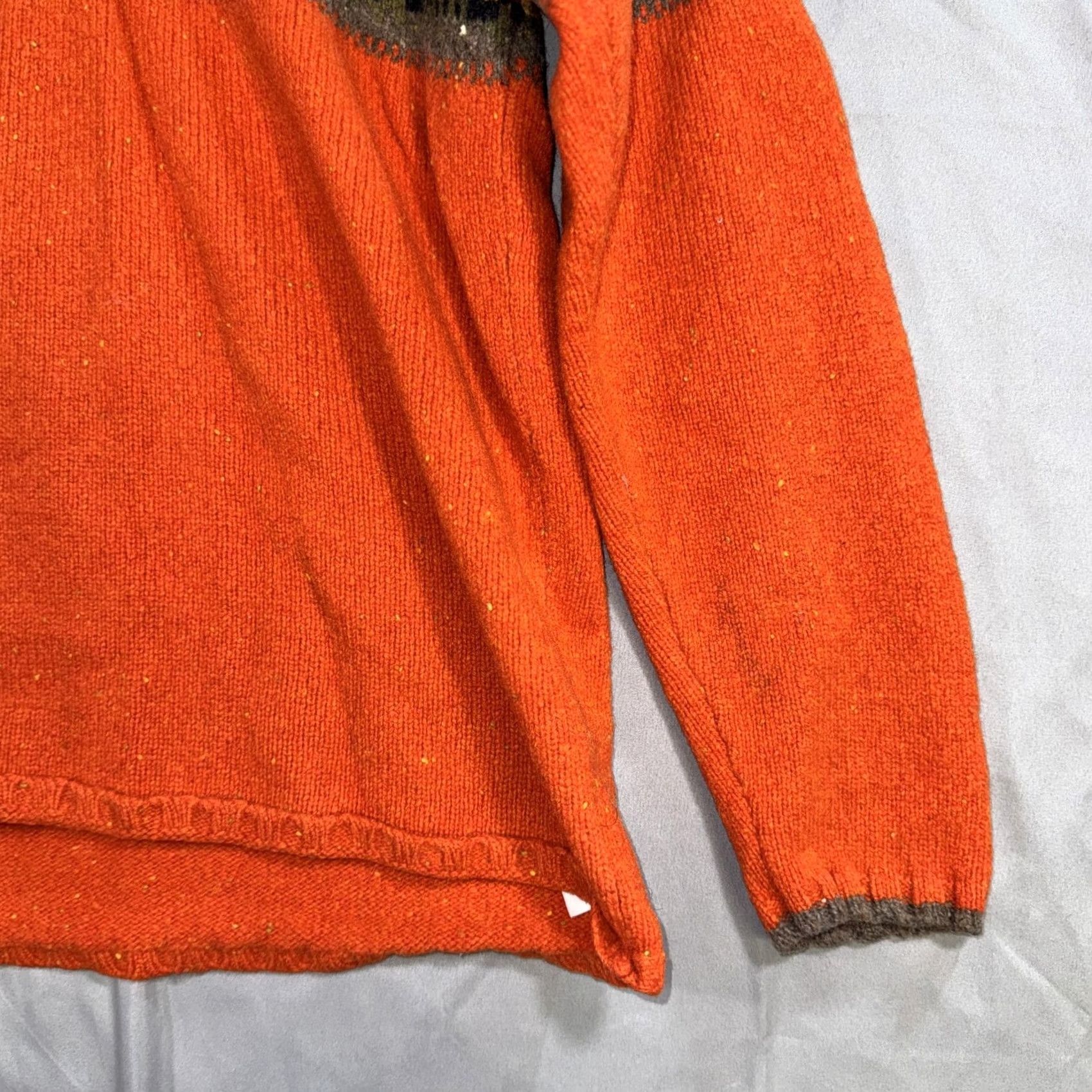 Eddie Bauer Eddie Bauer Sweater Womens Large Orange Lambswool Fair Isle V Neck Pullover Size L / US 10 / IT 46 - 7 Thumbnail