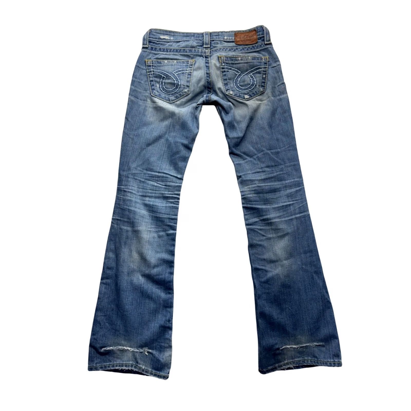 Vintage BIG STAR Liv Distressed Flare Jeans With Embroidered Patches 25R Blue Unisex Adults Jeans 25R Flared Distressed Embroidered Patch Size 42" / US 20 - 2 Thumbnail