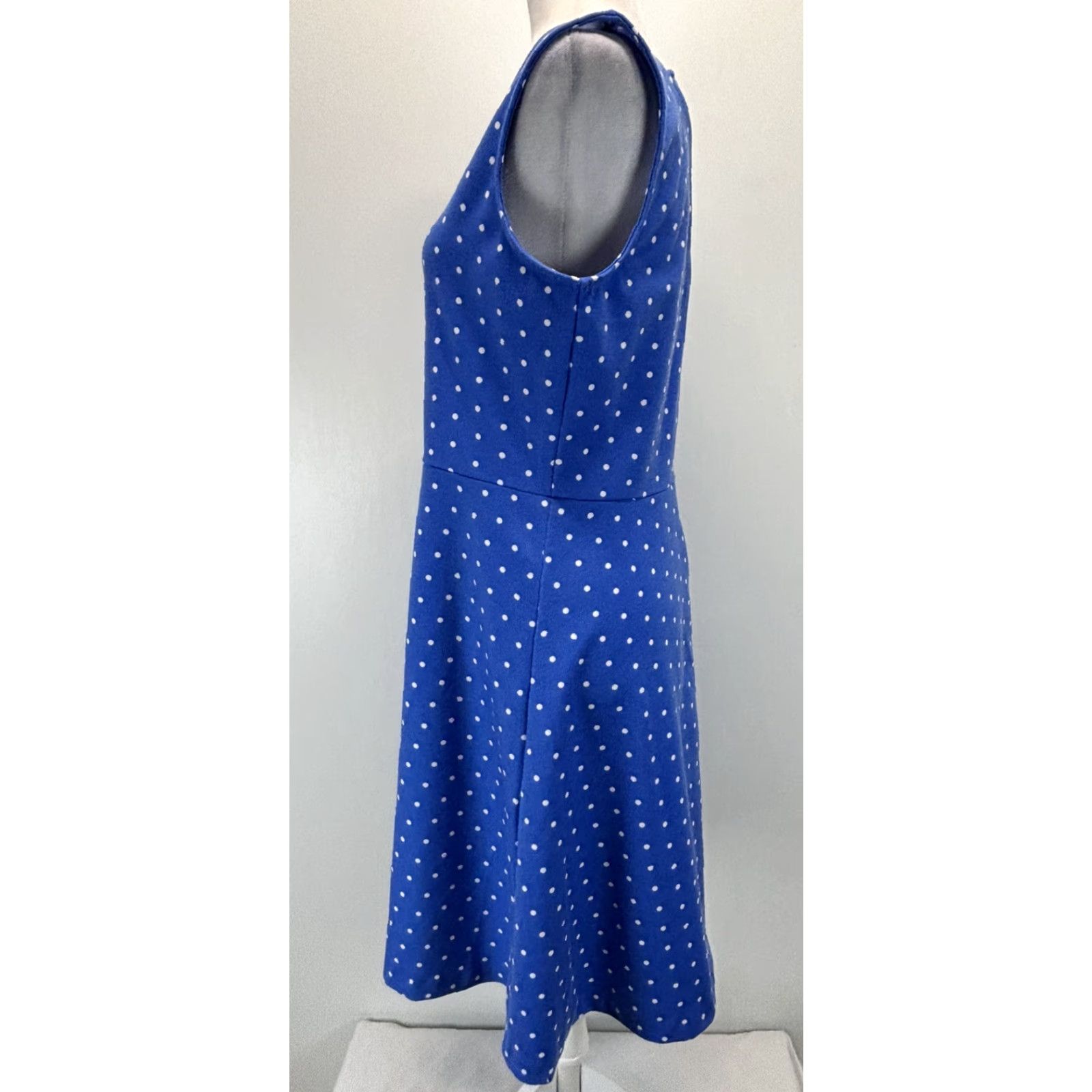 Talbots Talbots Dress Sleeveless Polka Dot Womens L Blue Fit & Flare Knee Length Casual Travel Size L / US 10 / IT 46 - 2 Thumbnail