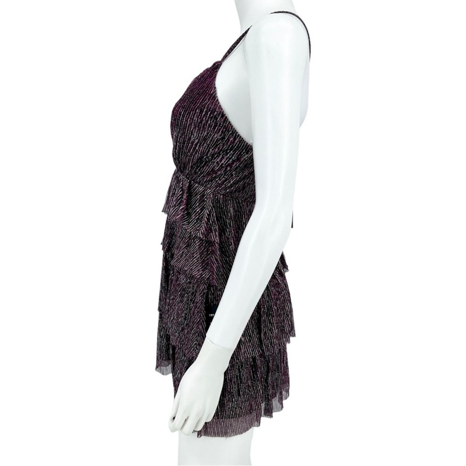 Other Lulus Dress S Glowing Gorgeous Mini Metallic Tiered NWT Size S / US 4 / IT 40 - 2 Thumbnail