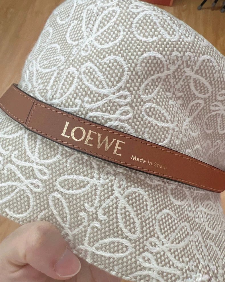 Loewe LOEWE size 59 Embossed Leather Trim Cotton Fisherman Hat Size ONE SIZE - 3 Thumbnail