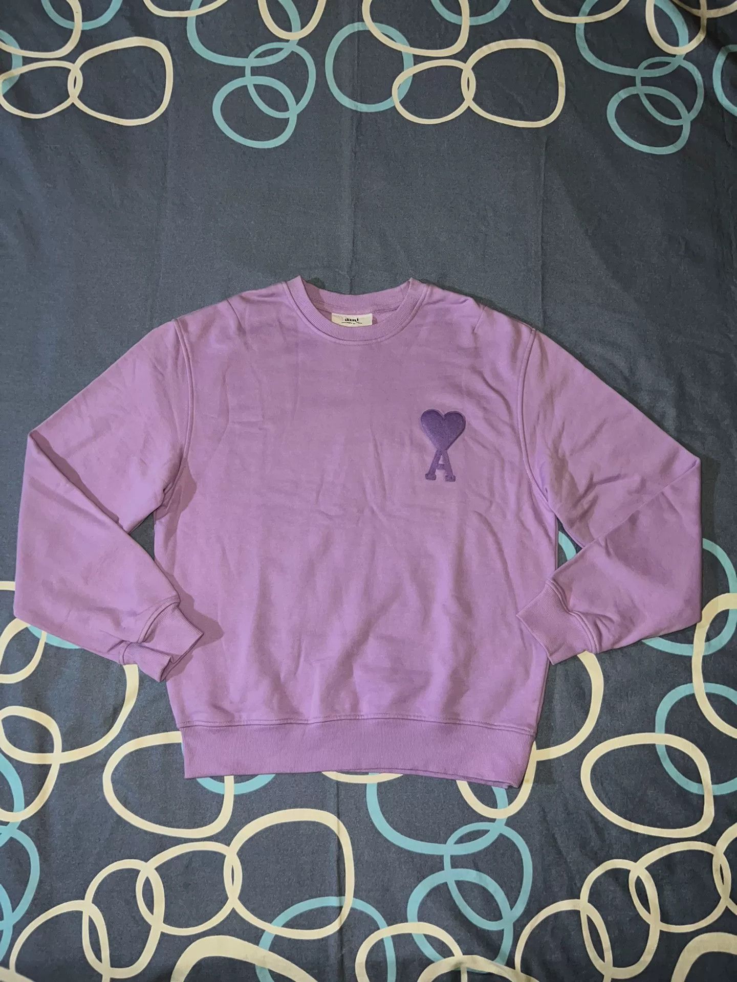 AMI ami Heart Embroidered Lavender Sweatshirt Size L / US 10 / IT 46 - 1 Thumbnail