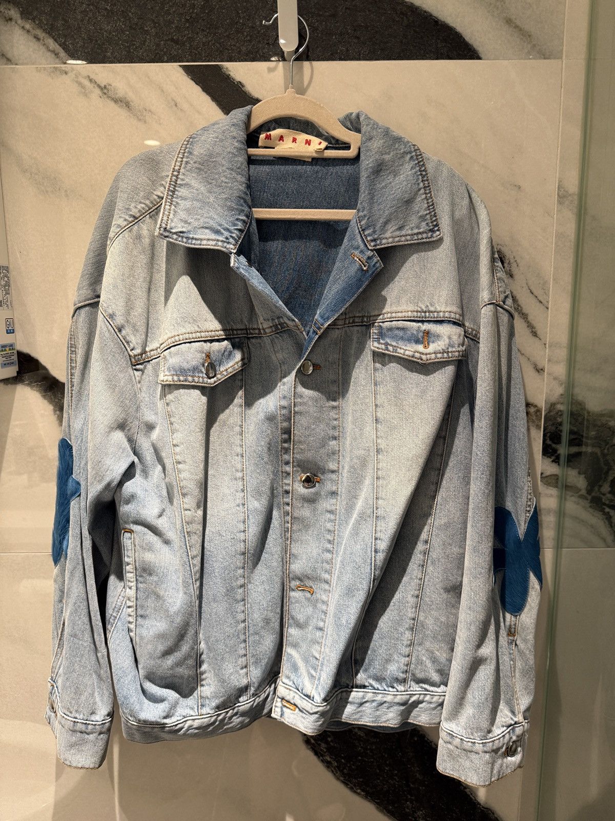 Marni MARNI Floral Elbow Patch Oversized Denim Jacket Size XS / US 0-2 / IT 36-38 - 1 Thumbnail