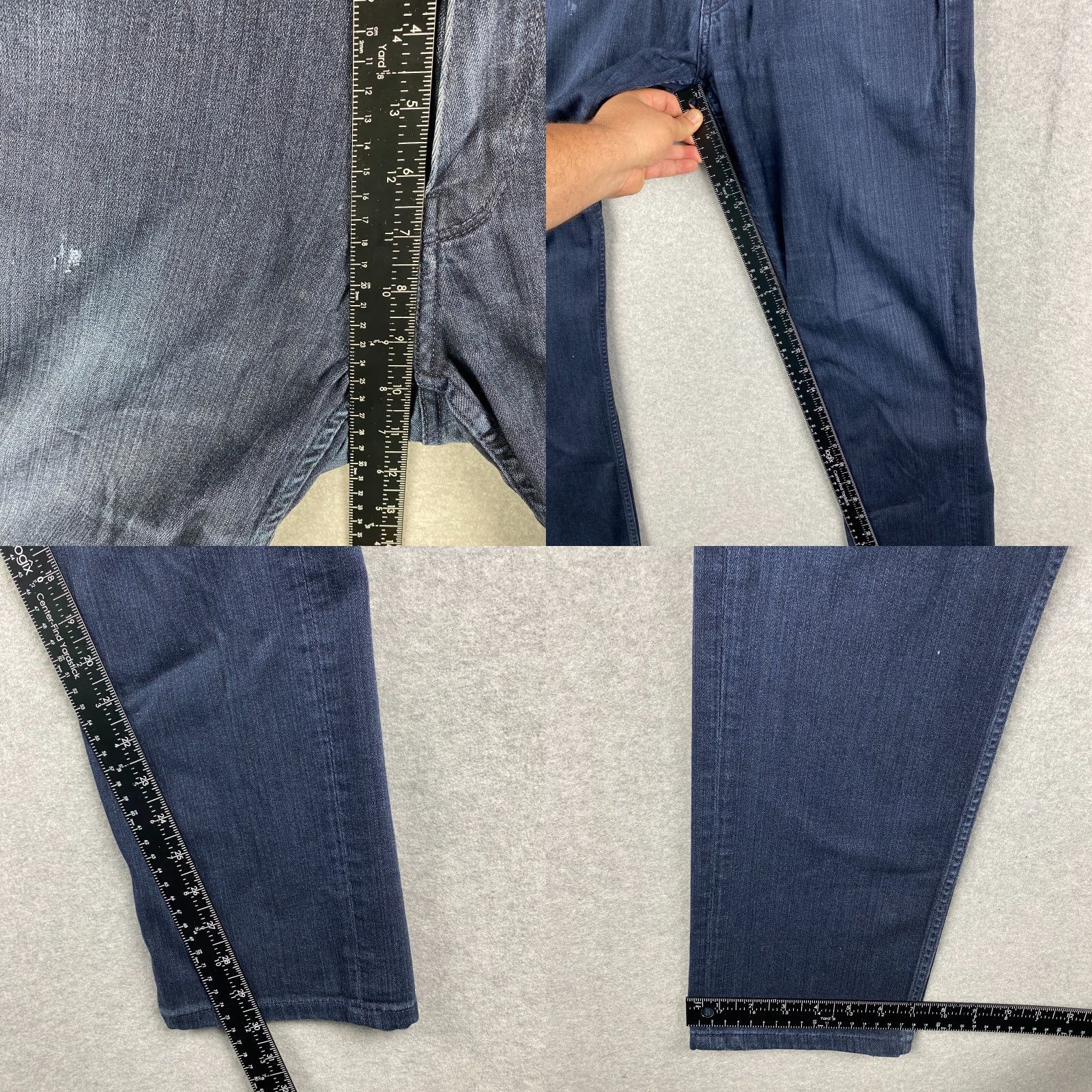 Paige Paige Federal Jeans Mens 30 Blue Straight Stretch Dark Wash Denim Distress Pant Size US 30 / EU 46 - 8 Thumbnail